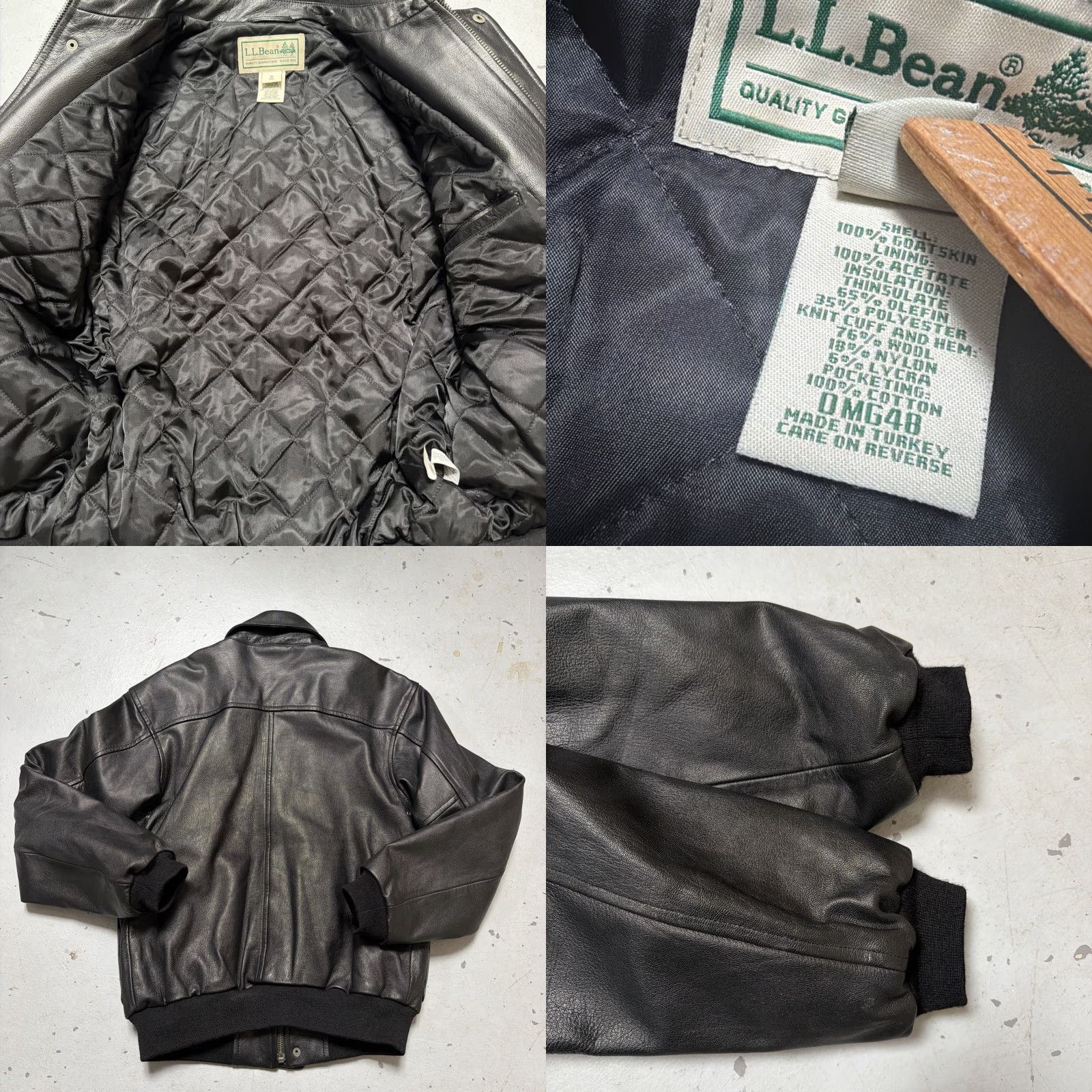 Vintage VINTAGE L.L. Bean Goatskin Leather A2 Flight Military Style Biker Jacket M Mens Dark EUC Size US M / EU 48-50 / 2 - 9 Thumbnail