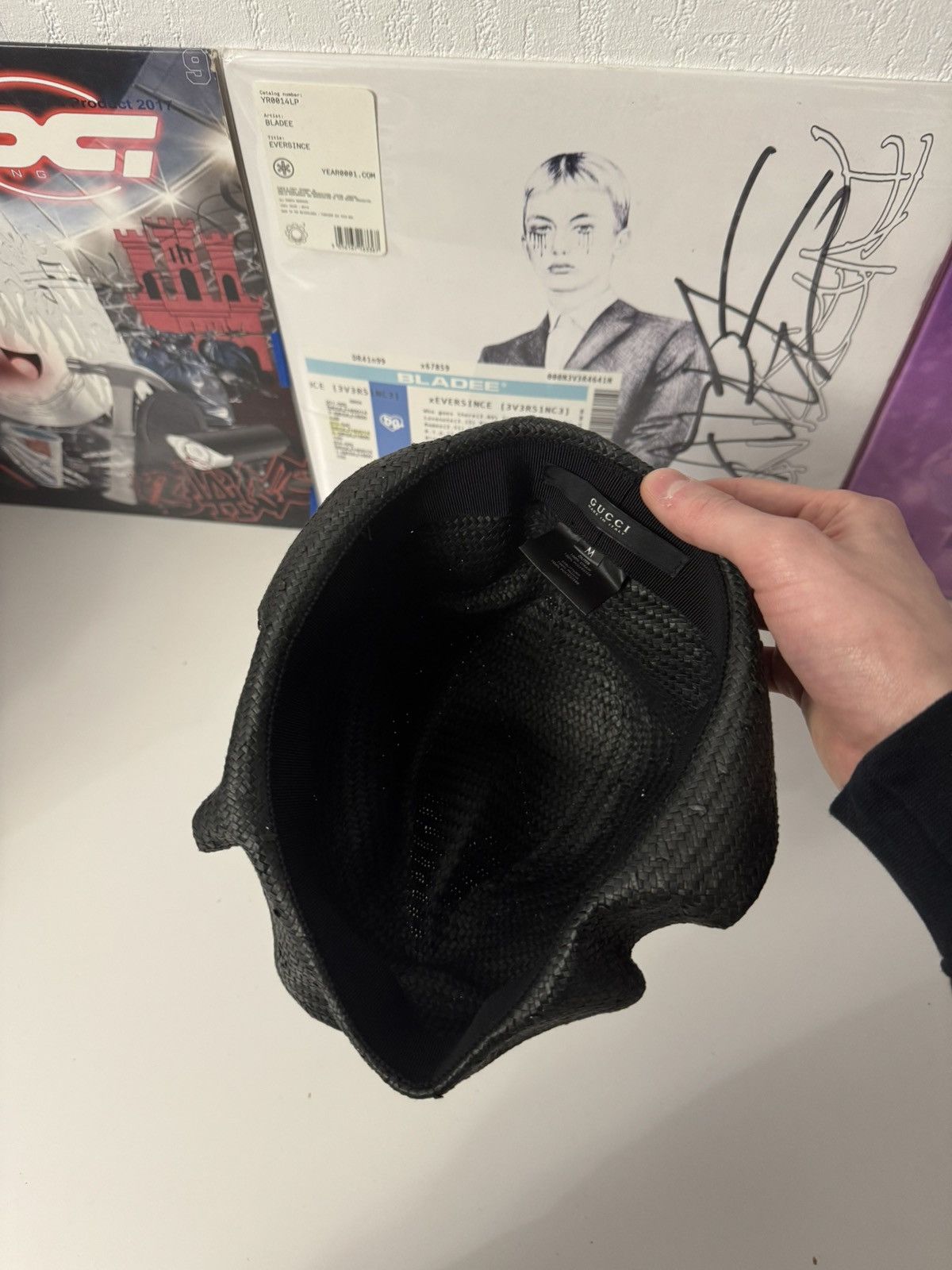 Gucci Gucci Black Woven Straw Hat Archive Luxury Avant Garde style Size ONE SIZE - 10 Thumbnail