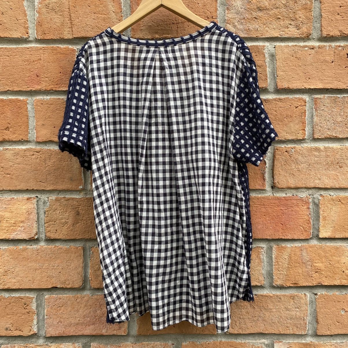 Zucca Zucca Navy Textured Grid Front Top with Sheer Back Panel Size M / US 6-8 / IT 42-44 - 3 Thumbnail