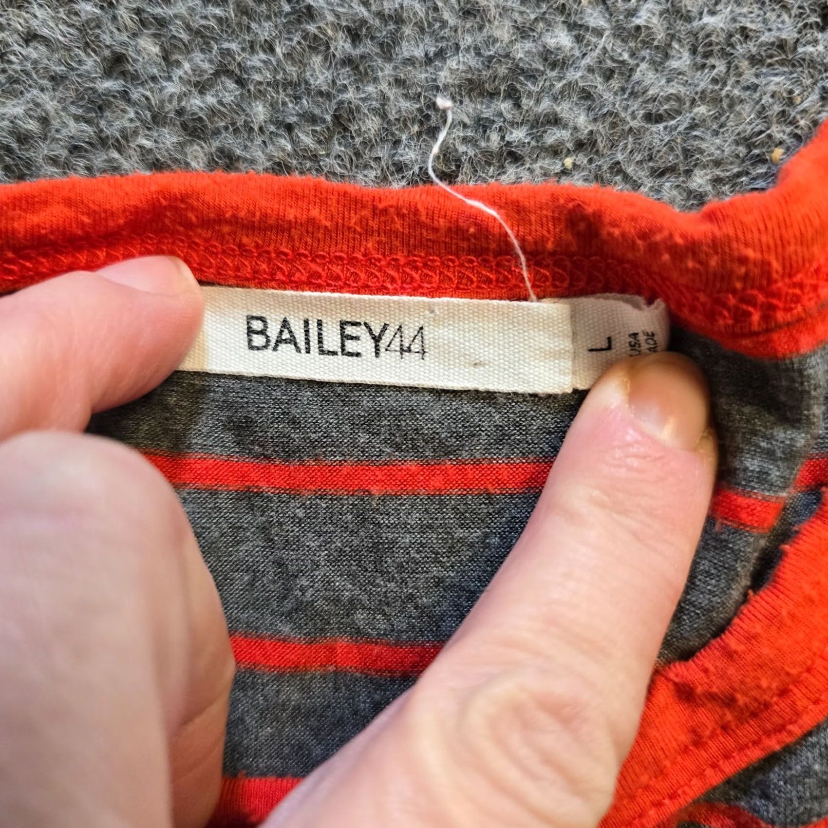 Bailey 44 Bailey 44 Top Womens Large Gray Orange Striped Long Sleeve Casual Basic Shirt Size L / US 10 / IT 46 - 5 Thumbnail