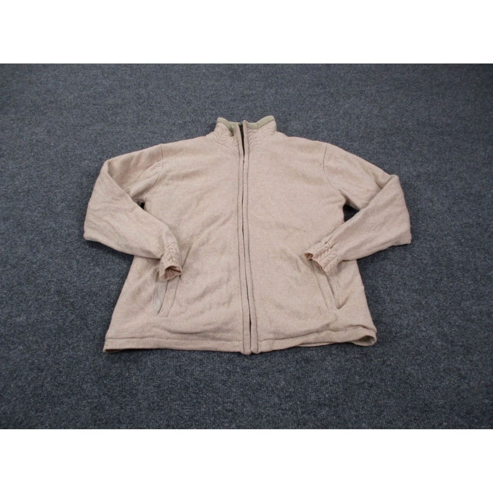 Vintage Carraig Donn Sweater Women M Beige Merino Wool Full Zip Knit Logo Lightweight Thermal Regular Size M / US 6-8 / IT 42-44 - 2 Thumbnail