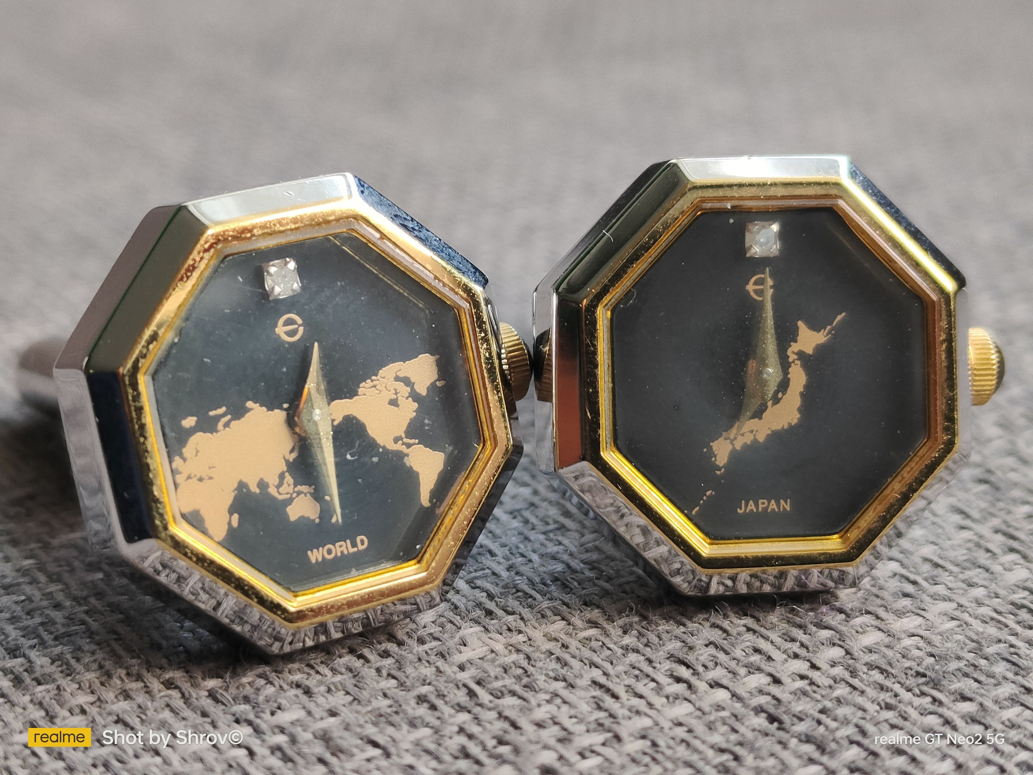 Elgin National Watch Company VINTAGE ELGIN CUFFLINKS 1980s RARE UNIT Elgin World Time Size ONE SIZE - 1 Thumbnail