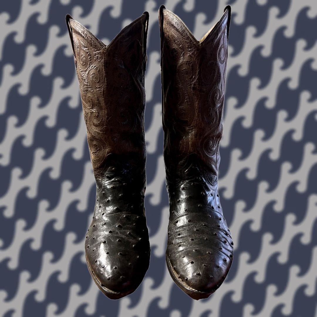 Vintage Justin Boots Mens Brown Leather Western Roper Cowboy  display picture 2