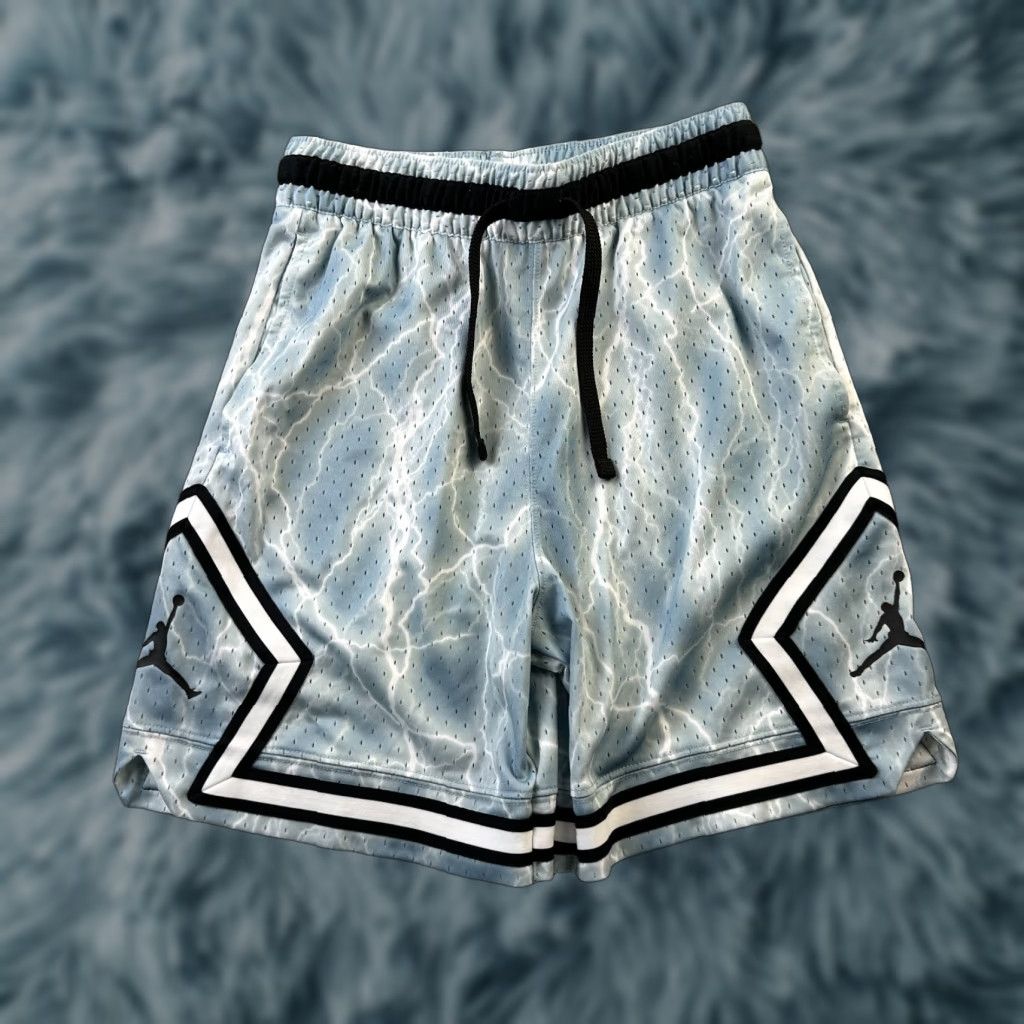 Jordan Brand Jordan Shorts Mens Small Blue Lightning Diamond Basketball Jumpman Logo Shorts Size US 29 - 1 Thumbnail