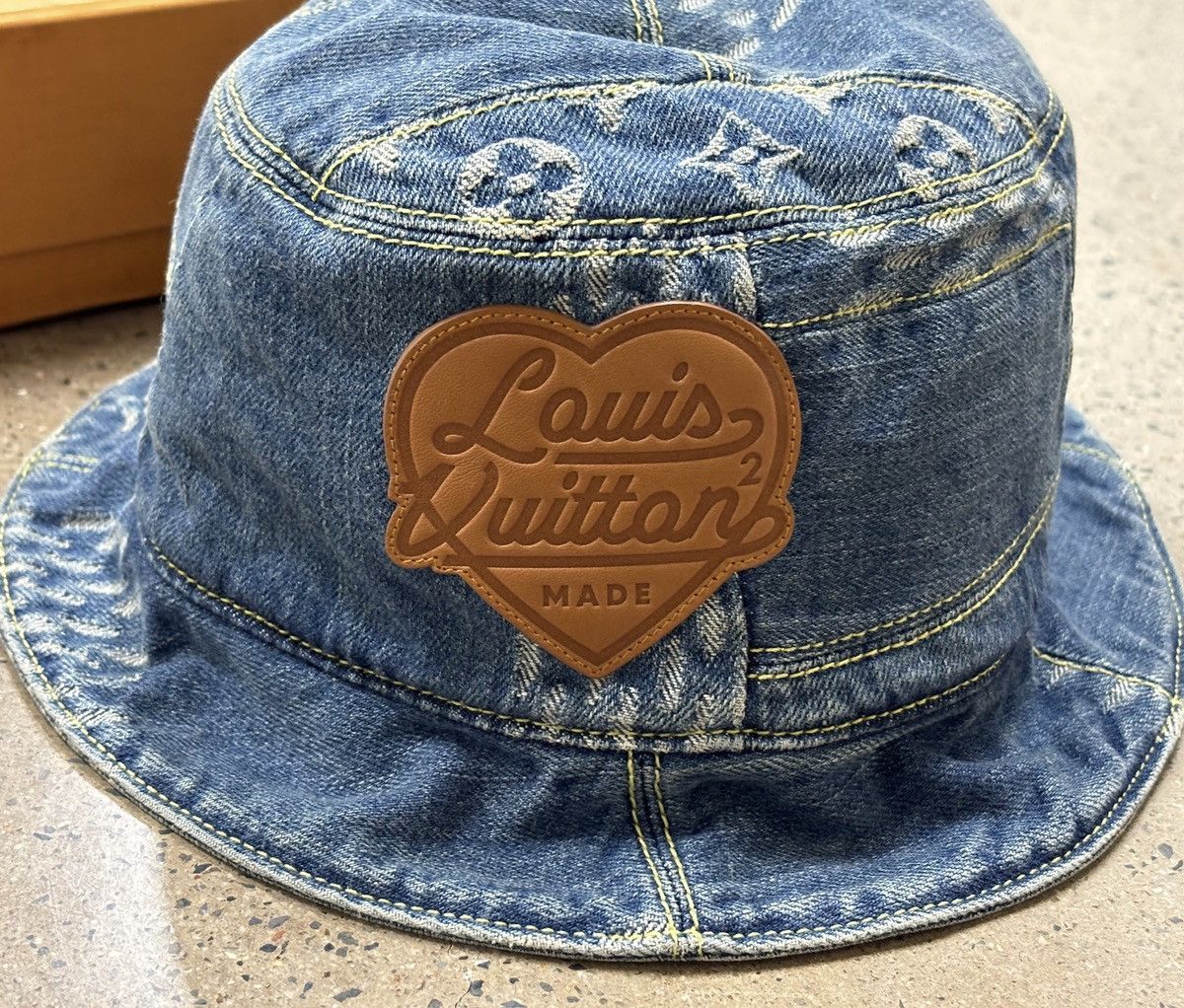 Louis Vuitton Louis Vuitton LV x Nigo Denim Patchwork bucket hat Size ONE SIZE - 4 Thumbnail