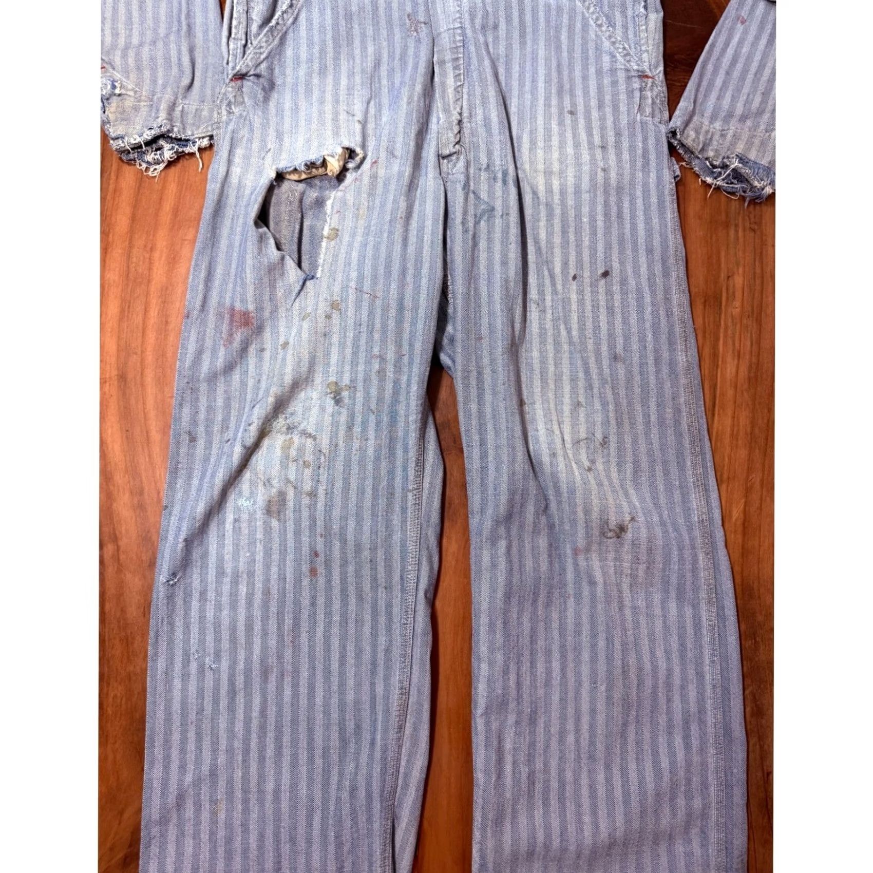 JCPenney Vintage Penneys Big Mac Coverall Mens Cotton Work Striped Sanforized 1940s A4-21 Size US 37 - 5 Thumbnail