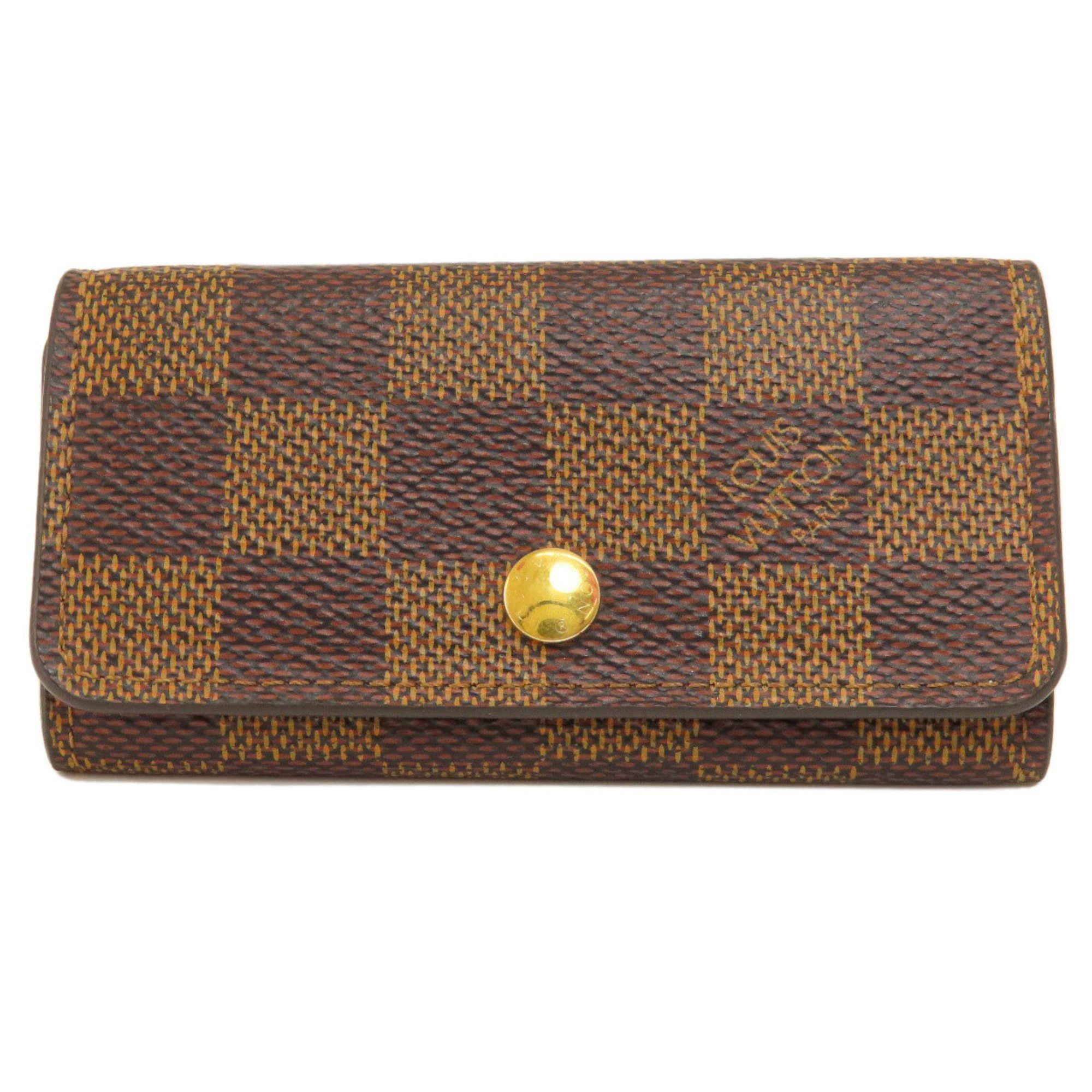image of Louis Vuitton N62631 Multicle 4 Damier Ebene Key Case Canvas Women's Louis Vuitton in Damier Canvas