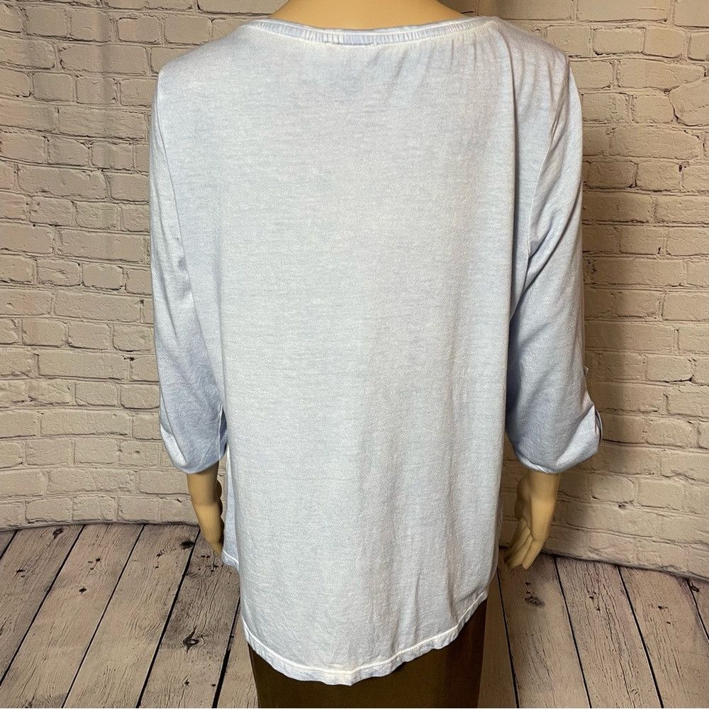Chicos Chico's Cotton Blue Tie Dye 3/4 Sleeve Top Size 2 US L Size L / US 10 / IT 46 - 4 Thumbnail
