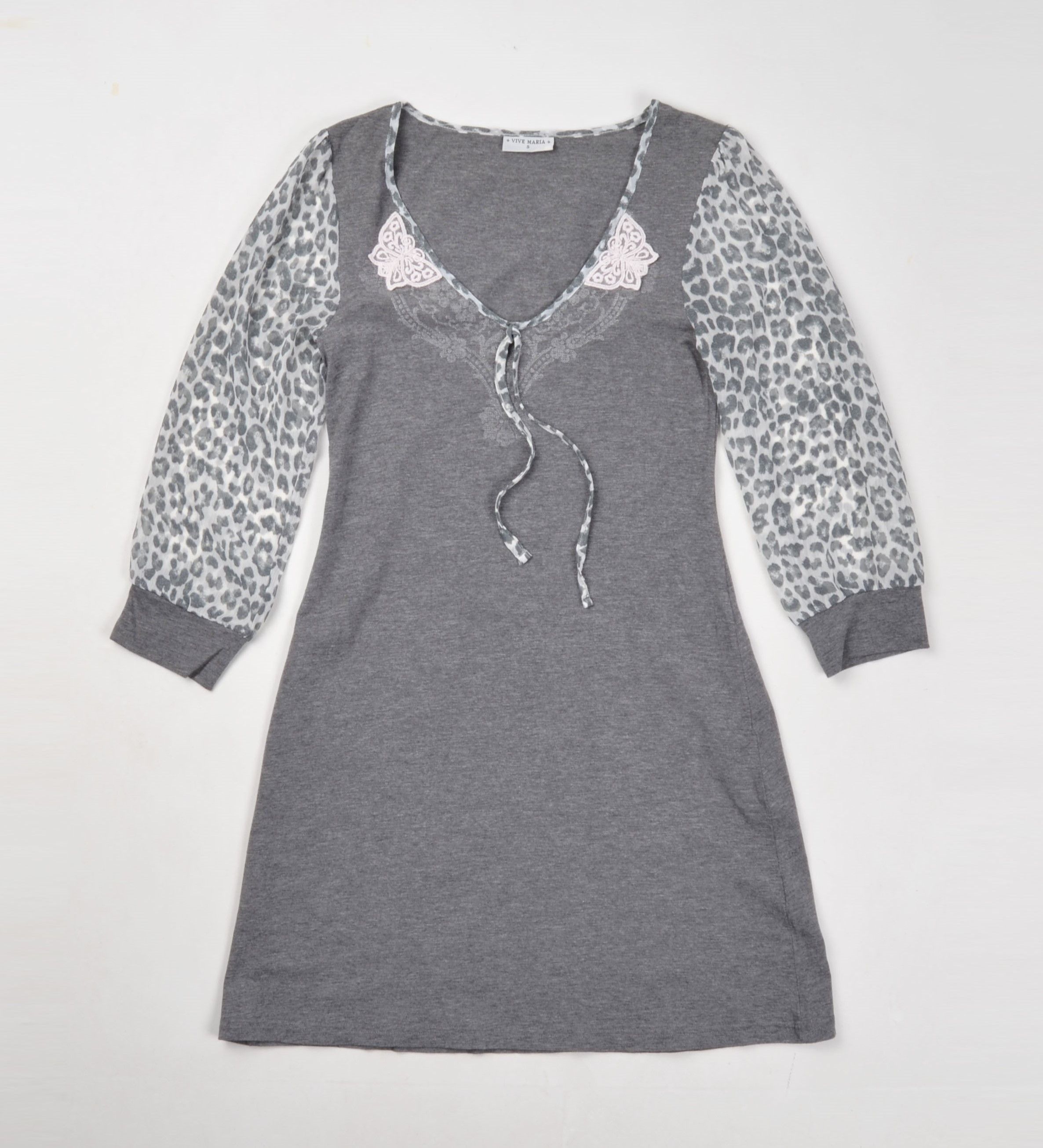 Designer × Vintage Vive Maria Mesh Leopard Sleeves Gray Y2K Coquette Dress Size S / US 4 / IT 40 - 4 Thumbnail
