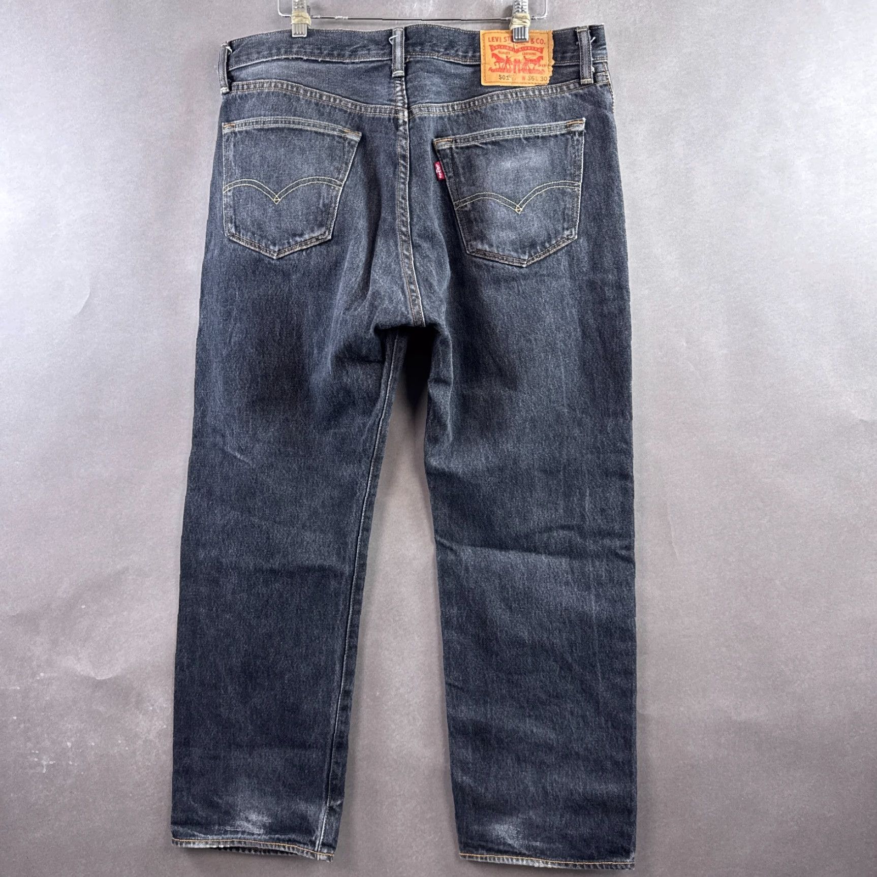Levi's Levi's 501 Jeans Mens 36x30 Black Denim Button Fly Dark Faded Work Office Pants Straight Modern 5-Pocket Mens Regular Size Size US 36 / EU 52 - 3 Thumbnail