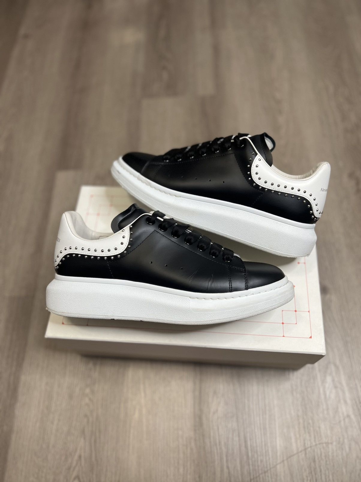 Alexander McQueen Oversized Studded Sneaker Black White