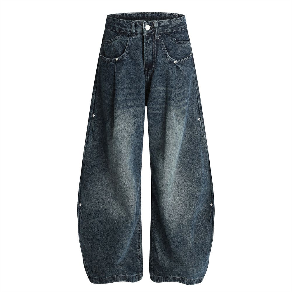 Japanese Brand × Jean Men's street rivet loose washed distressed scimitar jeans Size US 32 / EU 48 - 1 Thumbnail