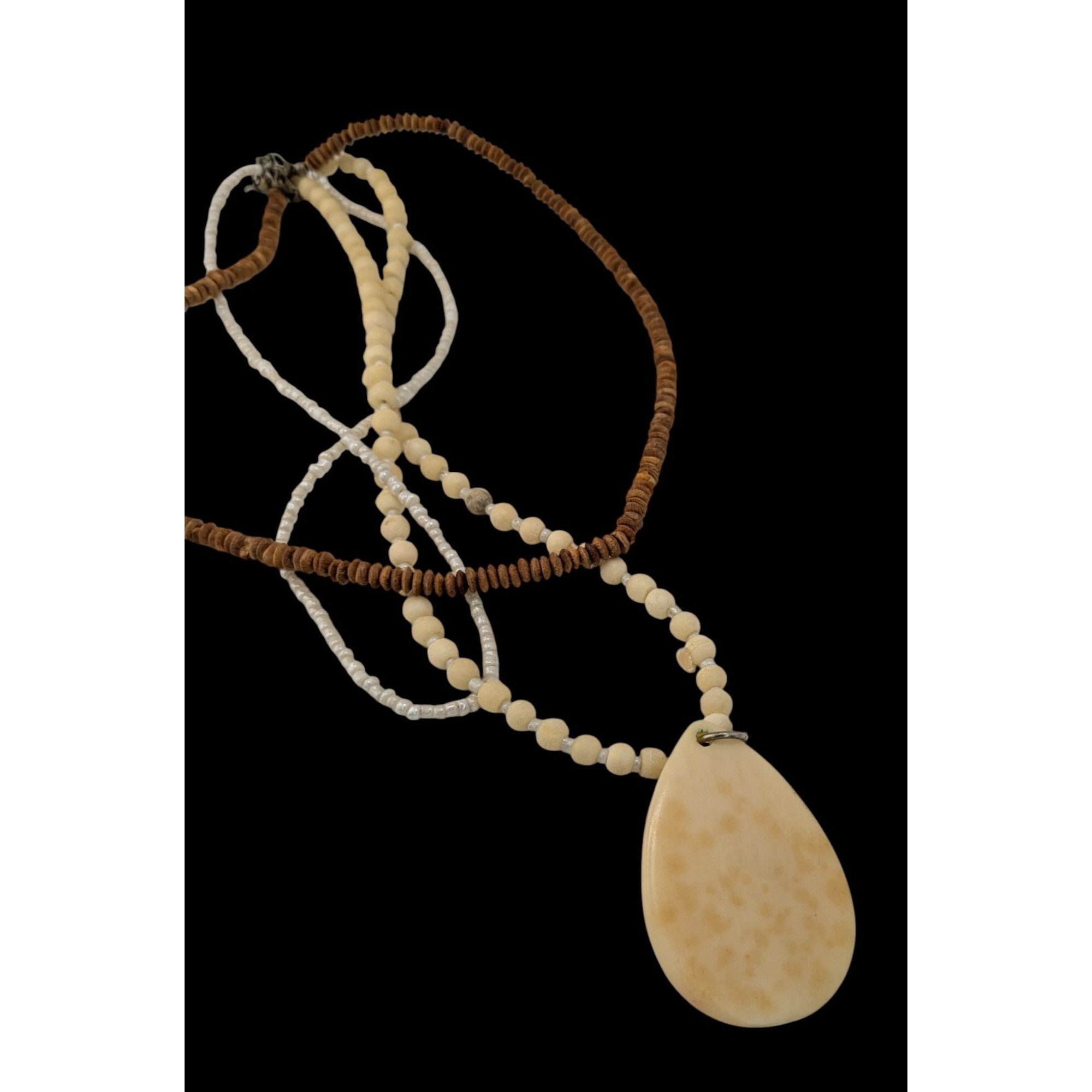 Other Vintage Boho Multi-Strand Necklace With Cream & Brown Beads Size ONE SIZE - 2 Thumbnail