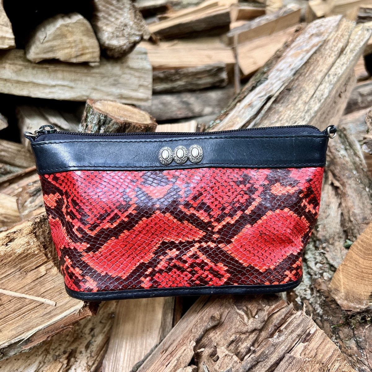 Brighton Vintage red and black snake print clutch Size ONE SIZE - 1 Thumbnail