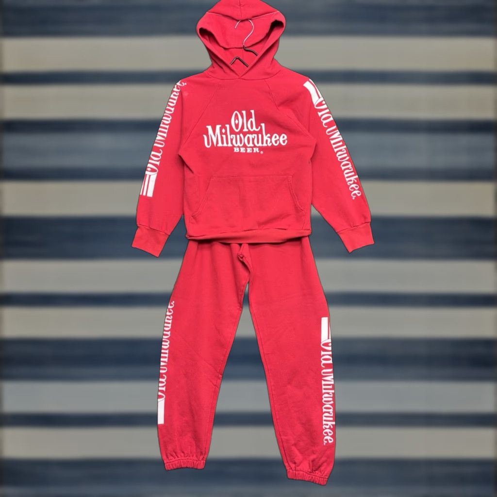 Vintage VINTAGE Milwaukee Tracksuit Mens M Red Polyester Zip Tracksuit Costume Agent Halloween Cosplay Man Mens Medium Red Tracksuit 80s Beer Size 40R - 1 Thumbnail