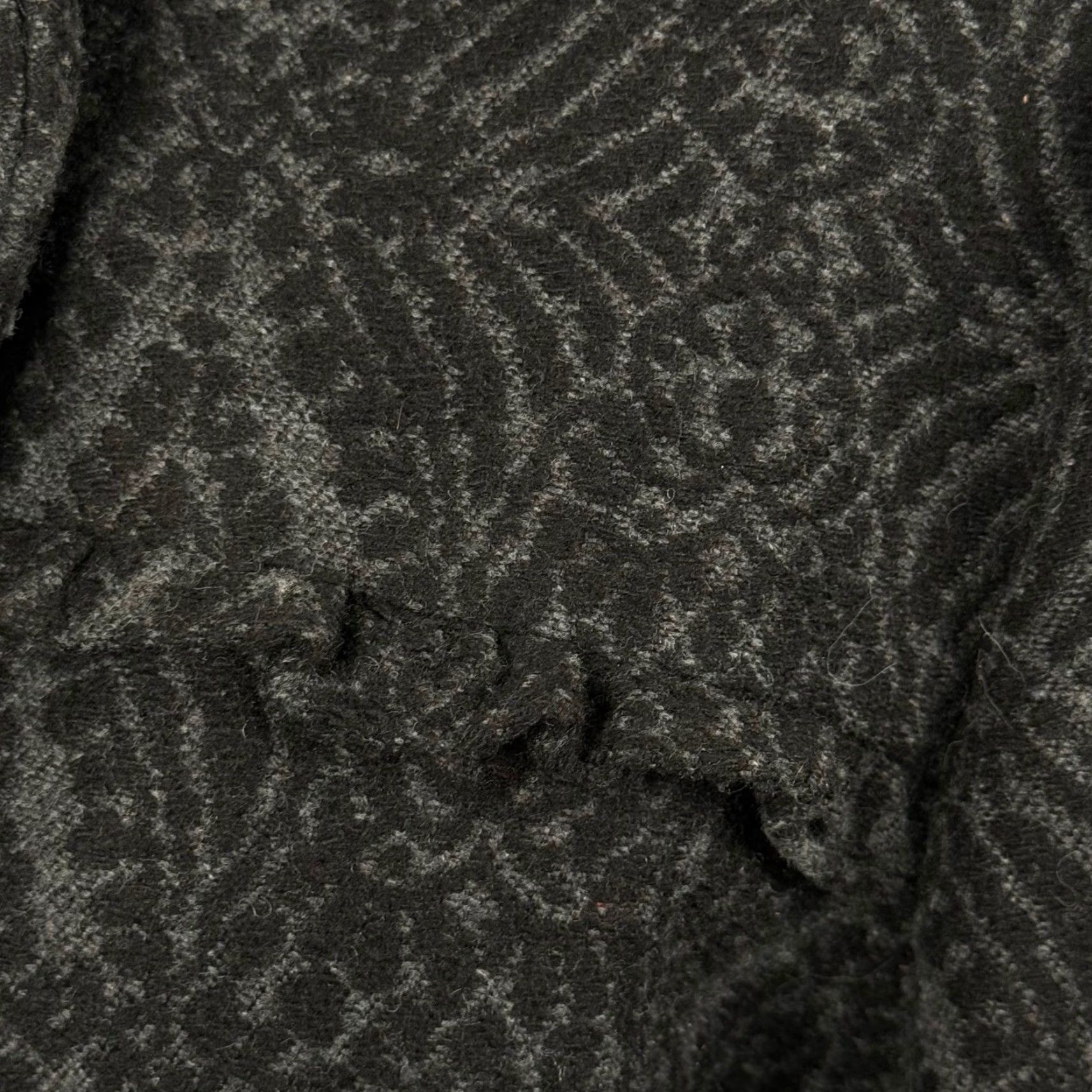 Steve Madden Steve Madden Womens L Pea Coat Grey Black Damask Ruffle Funnel Neck Wool Blend Coat Women L Gray Charcoal Size L / US 10 / IT 46 - 6 Thumbnail