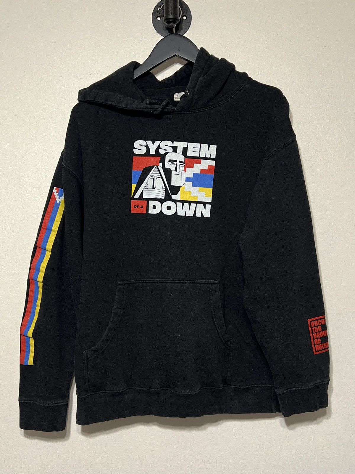 image of Band Tees System Of A Down Recognize The Republic Of Artsakh Hoodie in Black, Men's (Size Large)