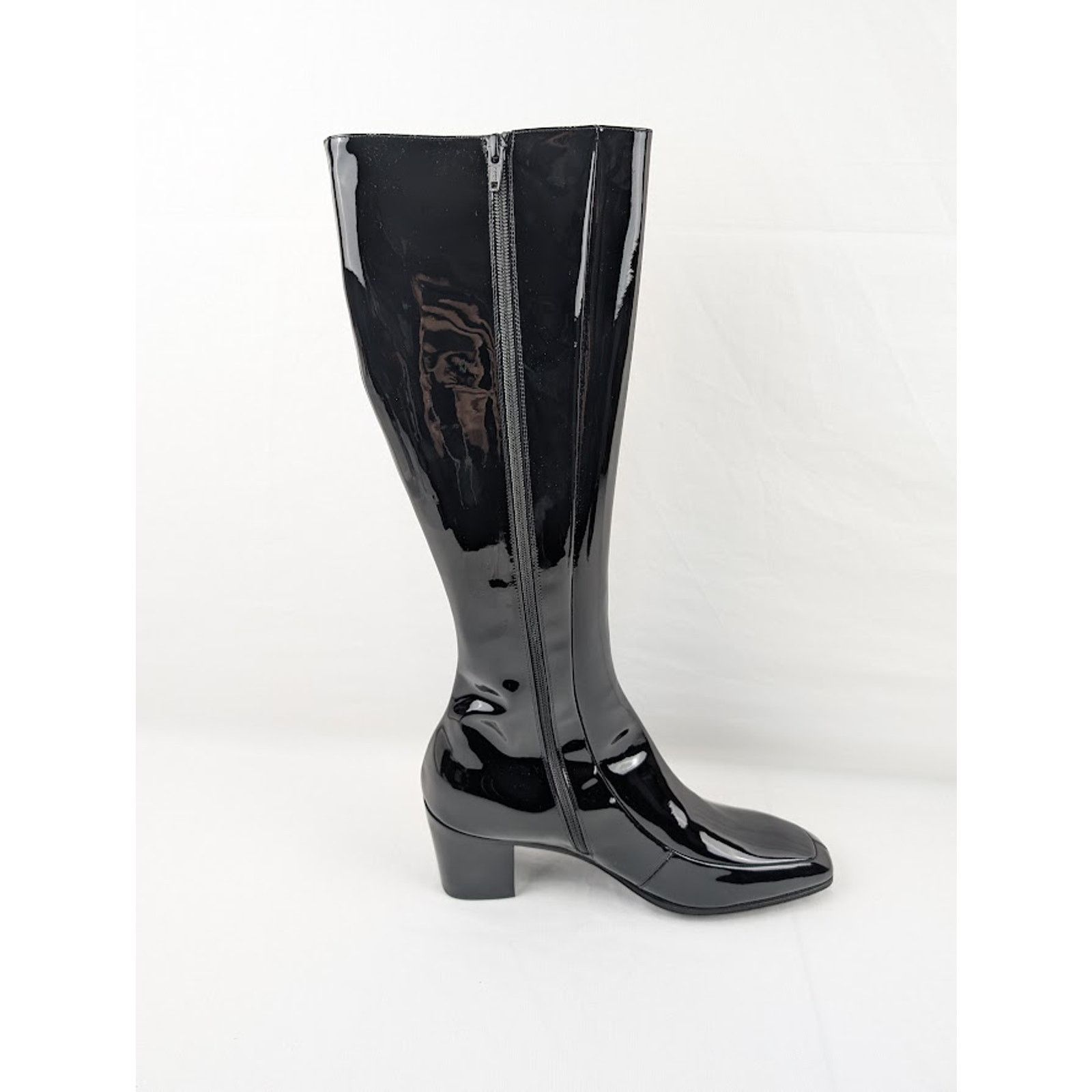 Saint Laurent Paris o1rshd1 Vernice Softy Otto 70 Zipped High Boots in Nero Size US 9.5 / EU 42-43 - 7 Thumbnail