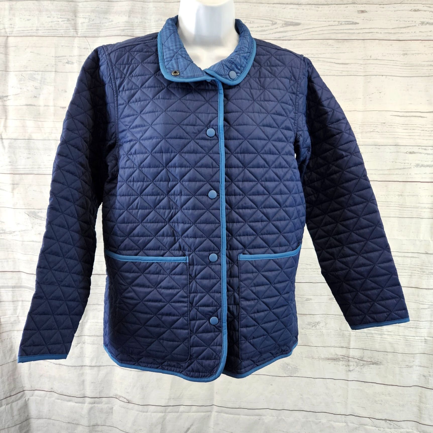 Lands' End VINTAGE Lands End Womens Quilted Reversible Jacket Sz Small Blue Snap Buttons Size S / US 4 / IT 40 - 2 Thumbnail