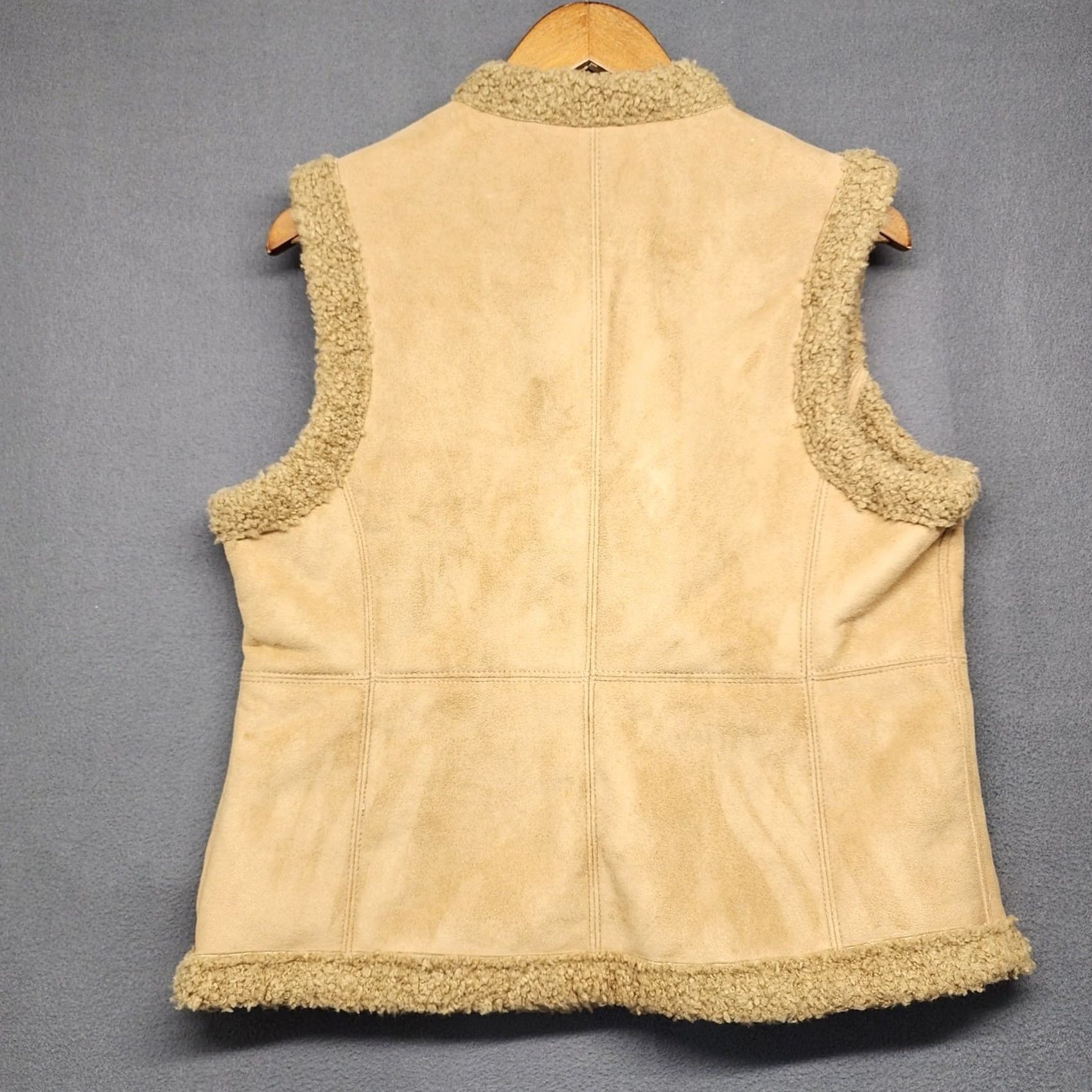 Charter Club Charter Club Vest Womens Large Tan Sherpa Lined Faux Suede Western Boho Toggle Size L / US 10 / IT 46 - 3 Thumbnail