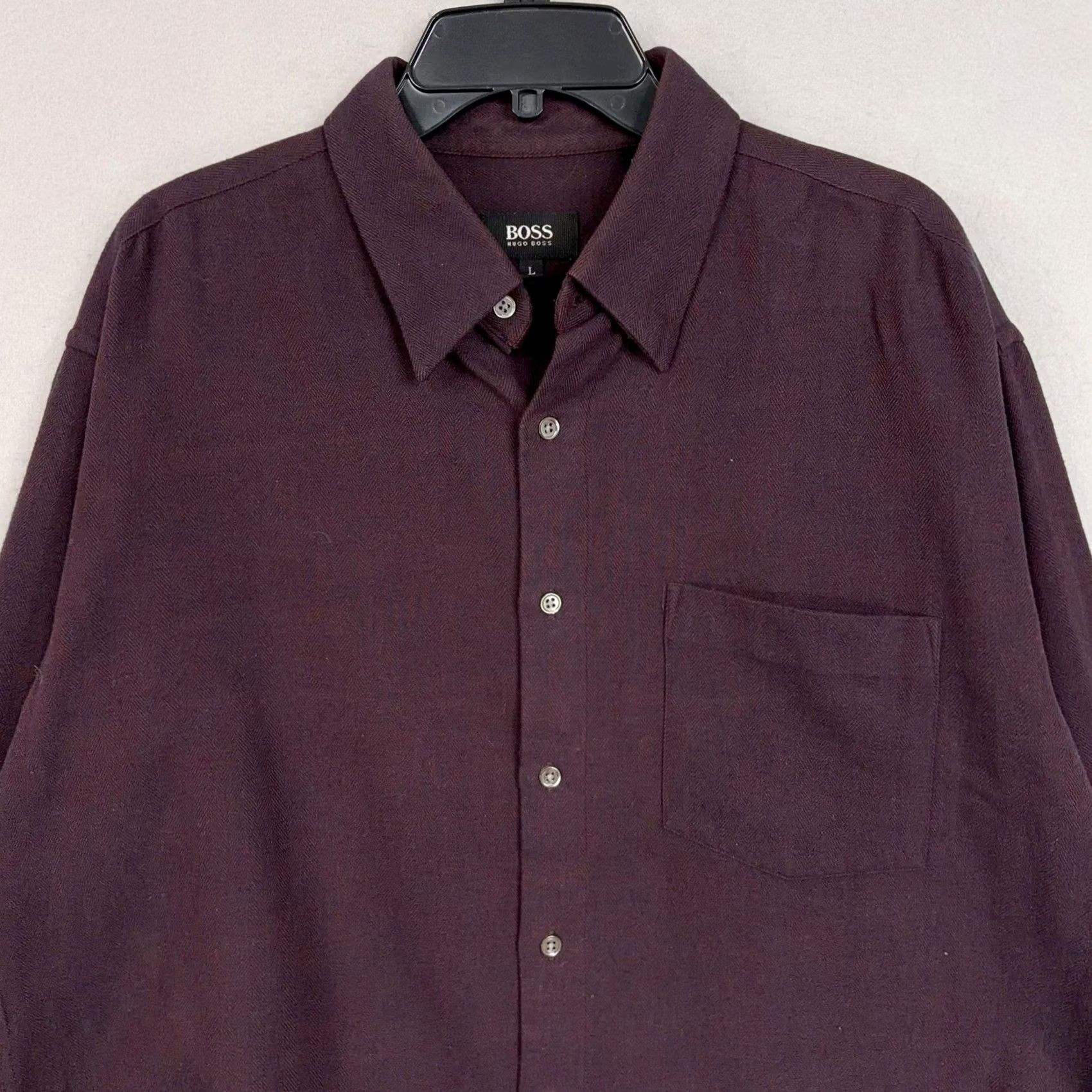 Hugo Boss VINTAGE Hugo Boss Shirt Mens Large Purple Herringbone Twill Classic Designer Casual Button-Up Shirt Mens Large Purple Herringbone Twill/Cotton Size US L / EU 52-54 / 3 - 2 Thumbnail