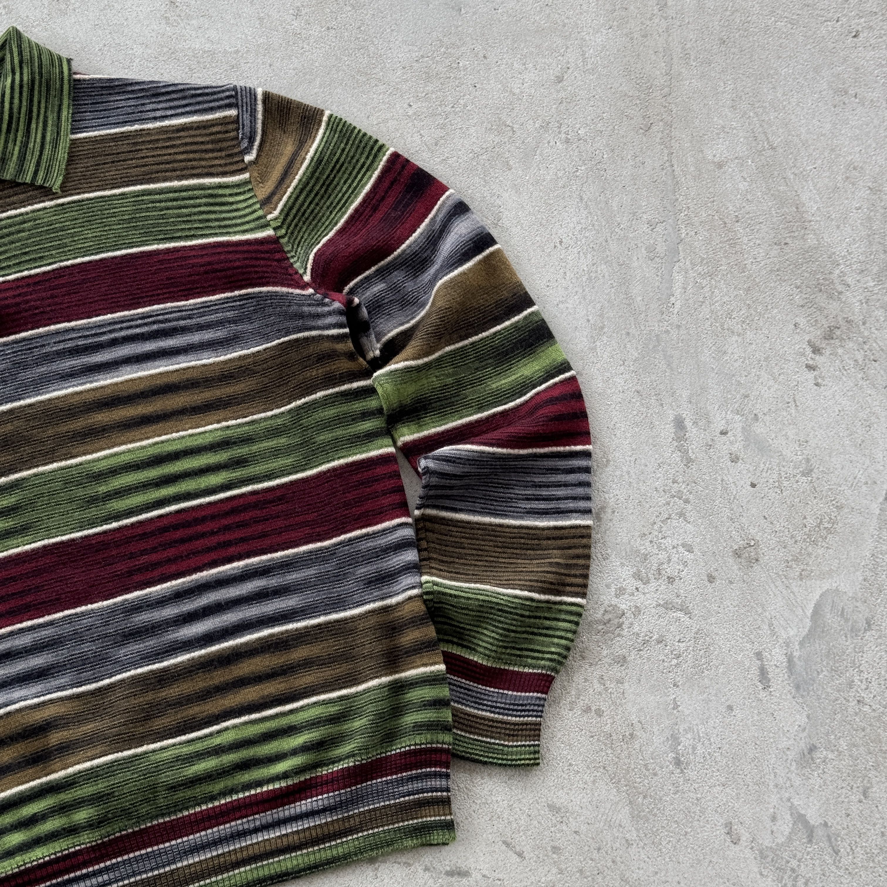 Missoni Vintage Sport Missoni Striped Knit Polo Jumper Sweater Size US L / EU 52-54 / 3 - 2 Thumbnail