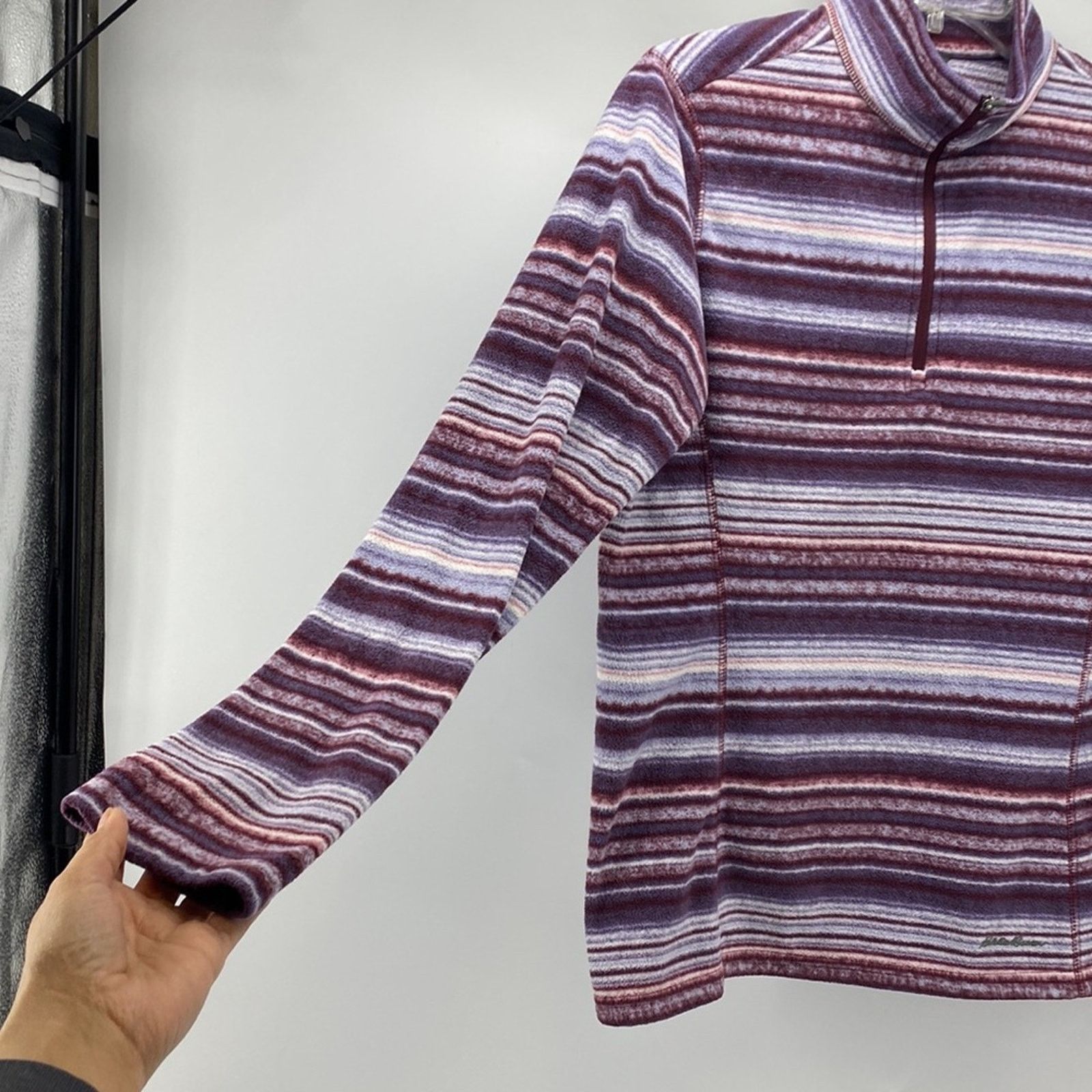 Eddie Bauer Eddie Bauer purple striped fleece quarter zip pullover sz M Size M / US 6-8 / IT 42-44 - 4 Thumbnail