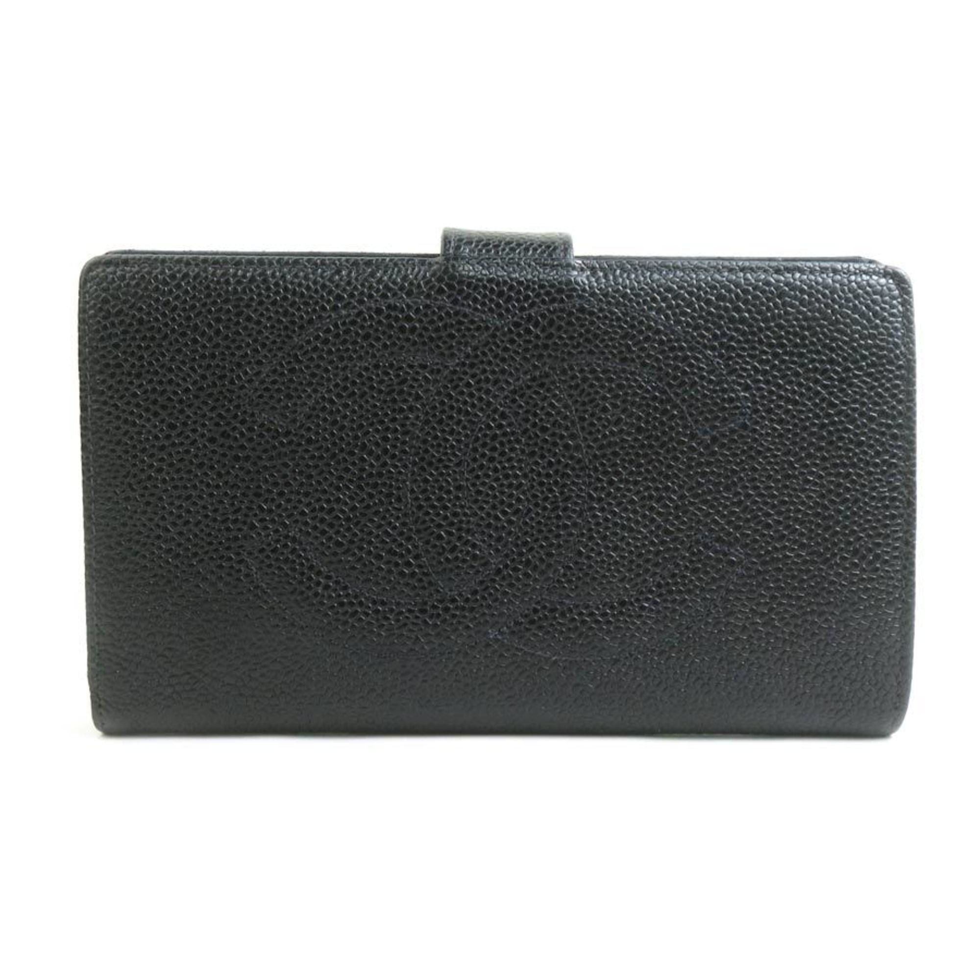 Chanel CHANEL Bifold Wallet in Caviar Leather, Black and Gold, Women's, e61404a Size ONE SIZE - 1 Thumbnail