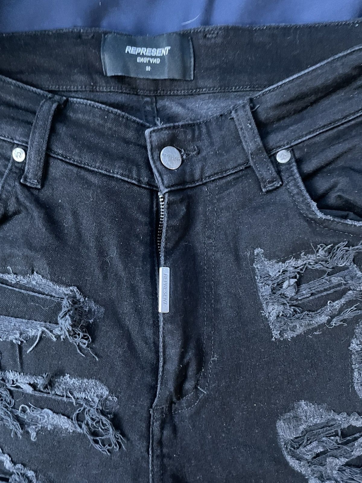 Represent Clo. Represent Shredded Baggy Black Denim Size US 30 / EU 46 - 3 Thumbnail