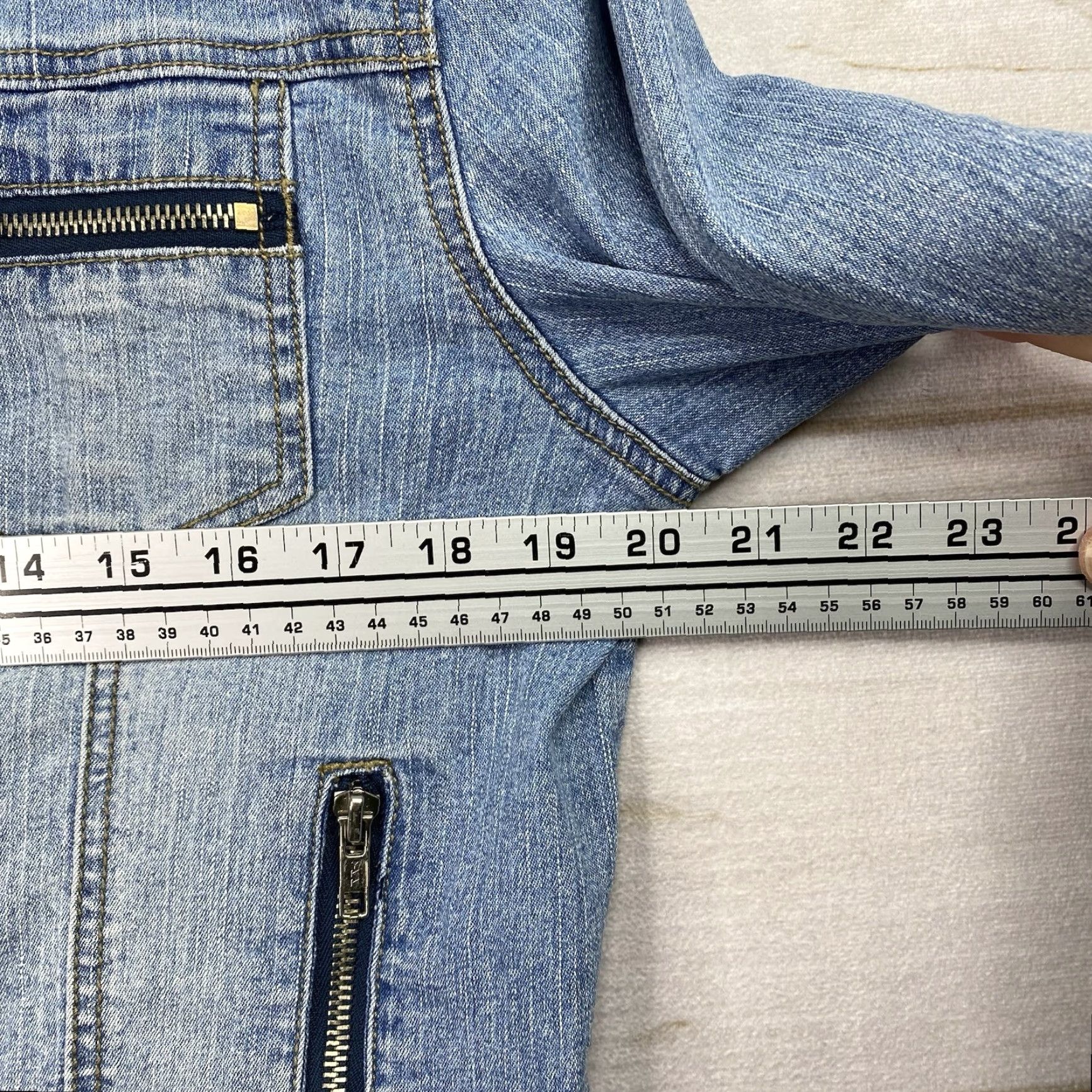 Vintage VINTAGE Nike? LAZER JEANS Jacket Womens L Blue Denim Moto Zippers Crop 90s Y2K Size 32" / US 10 / IT 46 - 5 Thumbnail