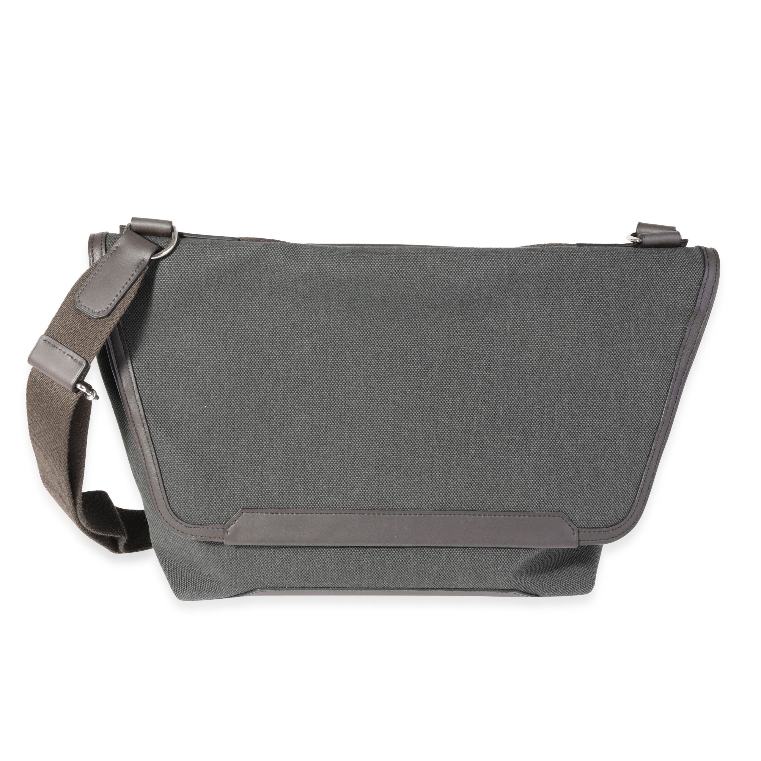 image of Hermes Vert Fonce Officier & Ébène Sombrero Leather Aller-Retour Messenger Bag in Grey, Women's