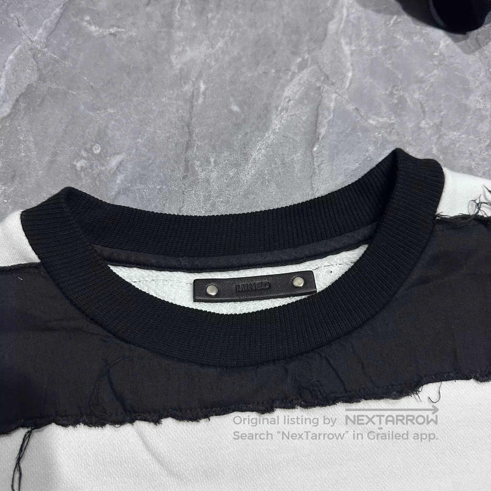 Vintage Minedenim Distressed Fringe Black White Hoodie. Size US M / EU 48-50 / 2 - 3 Thumbnail
