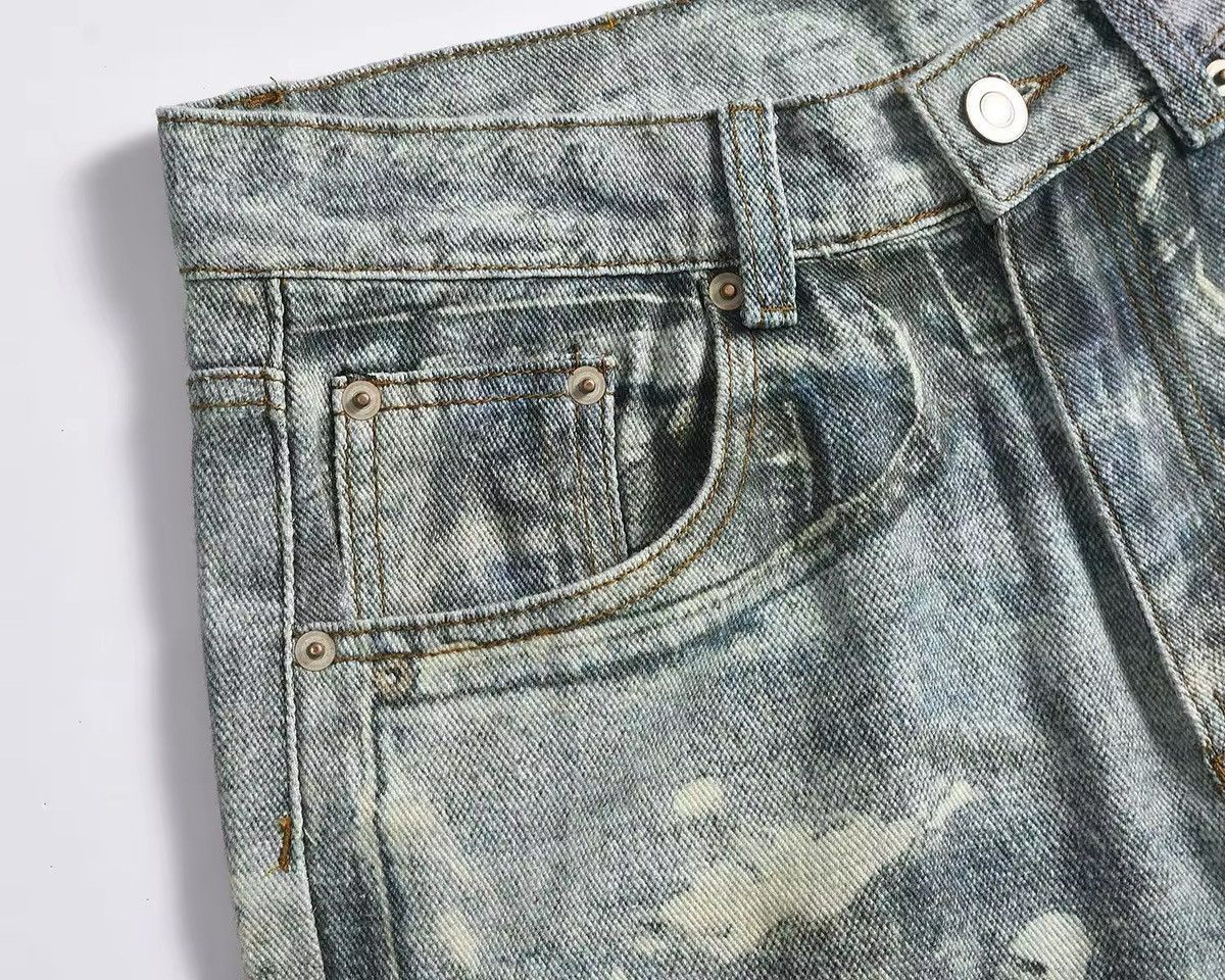 Jean Streetwear Retro Washed Hole Blue Baggy Jeans Size US 35 - 7 Thumbnail