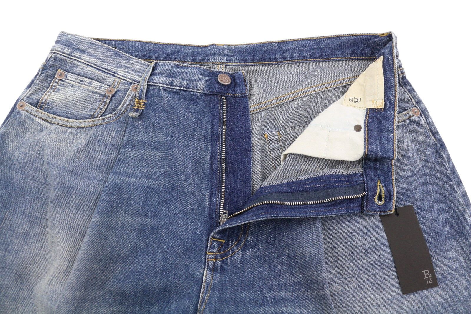 R13 DAMON PLEATED 36 Kellen Faded Blue PS26 88275 Size 26" / US 2 / IT 38 - 4 Thumbnail