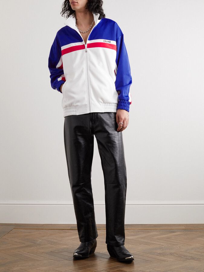 Celine o1mle0426 Logo Embroidered Striped Jersey Track Jacket Size US XL / EU 56 / 4 - 2 Thumbnail