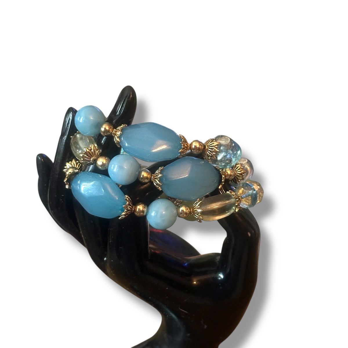 Other Chunky blue, green and gold bead stretch bracelets Size ONE SIZE - 3 Thumbnail