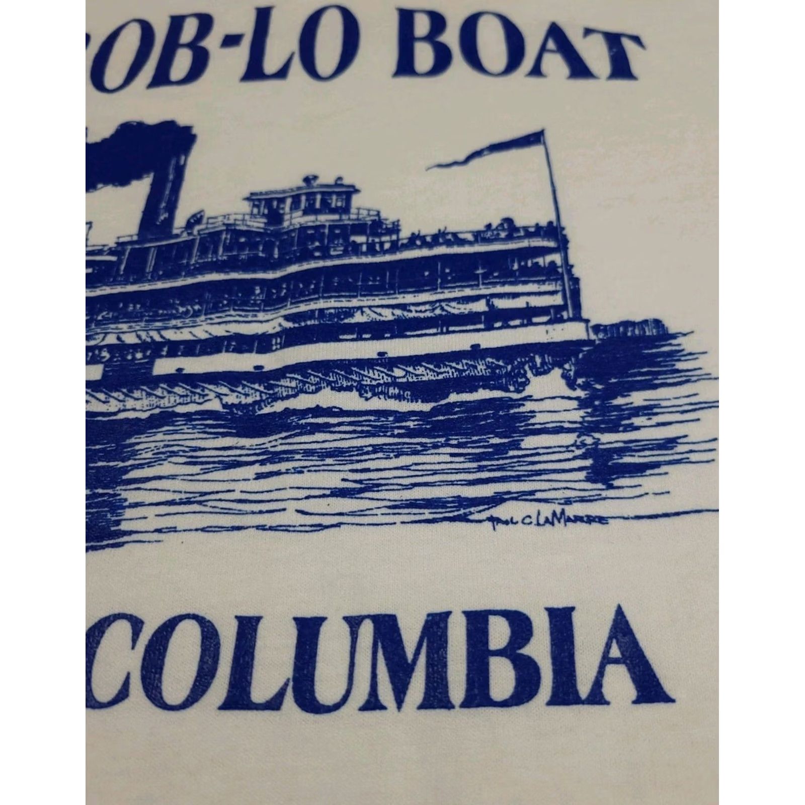 Fruit Of The Loom VINTAGE 90s The Bob Lo Boat Steamer Columbia T Shirt Fruit of the Loom Mens XXL White 90s Size US XXL / EU 58 / 5 - 3 Thumbnail