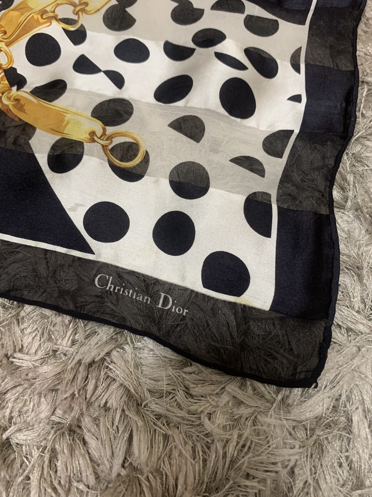 Dior CHRISTIAN DIOR SILK POLKA DOT CHAIN PATTERN SCARVES Size ONE SIZE - 2 Thumbnail