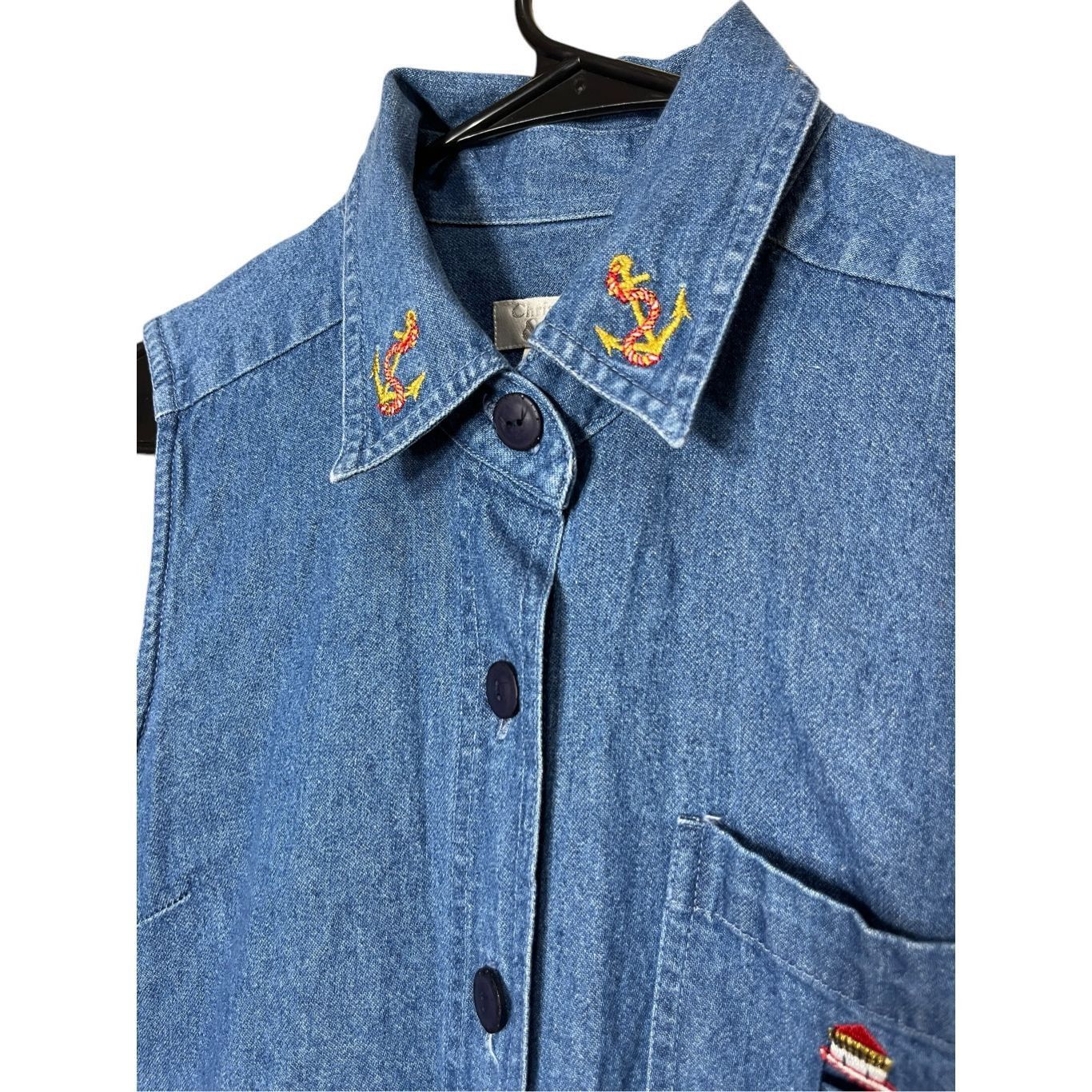 Other Vintage Christopher & Banks Denim Maxi Dress Embroidered Nau Size M / US 6-8 / IT 42-44 - 6 Thumbnail