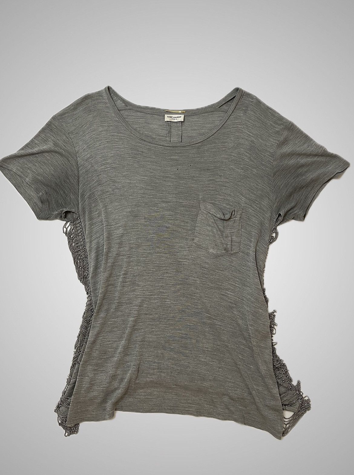 Saint Laurent Paris Saint Laurent Paris 14ss side chain silk t shirt Size US L / EU 52-54 / 3 - 2 Thumbnail