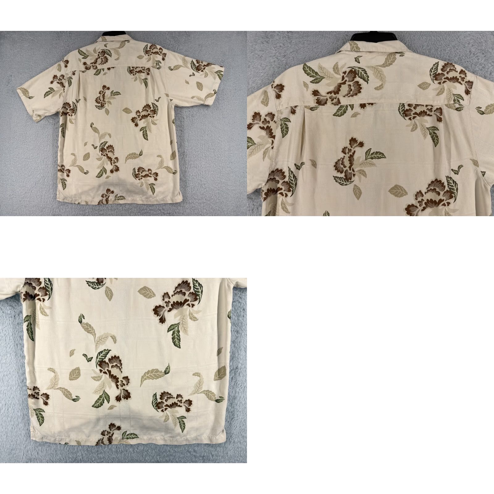 Tommy Bahama Tommy Bahama Shirt Men Large Beige Leaf Pattern Button Up Hawaiian Silk 100% Silk Dressy Casual Villa Resort Beachwear Button-Up Mens Size US L / EU 52-54 / 3 - 9 Thumbnail