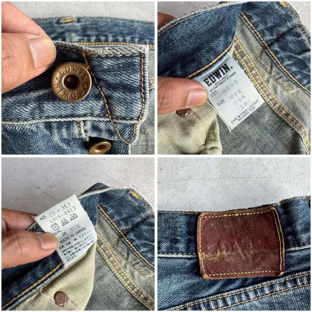 Self Edge 90’s REDLINE Vintage EDWIN 505 Jeans Leather Pai Denim Pants Size US 30 / EU 46 - 18 Thumbnail