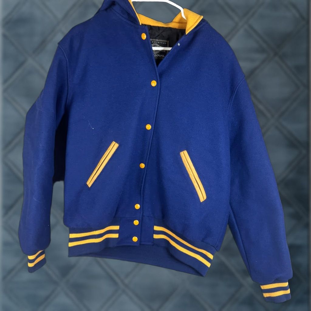 Holloway Holloway Varsity Jacket Mens M Blue Wool Hooded Sandburg School Made USA Size US M / EU 48-50 / 2 - 1 Thumbnail