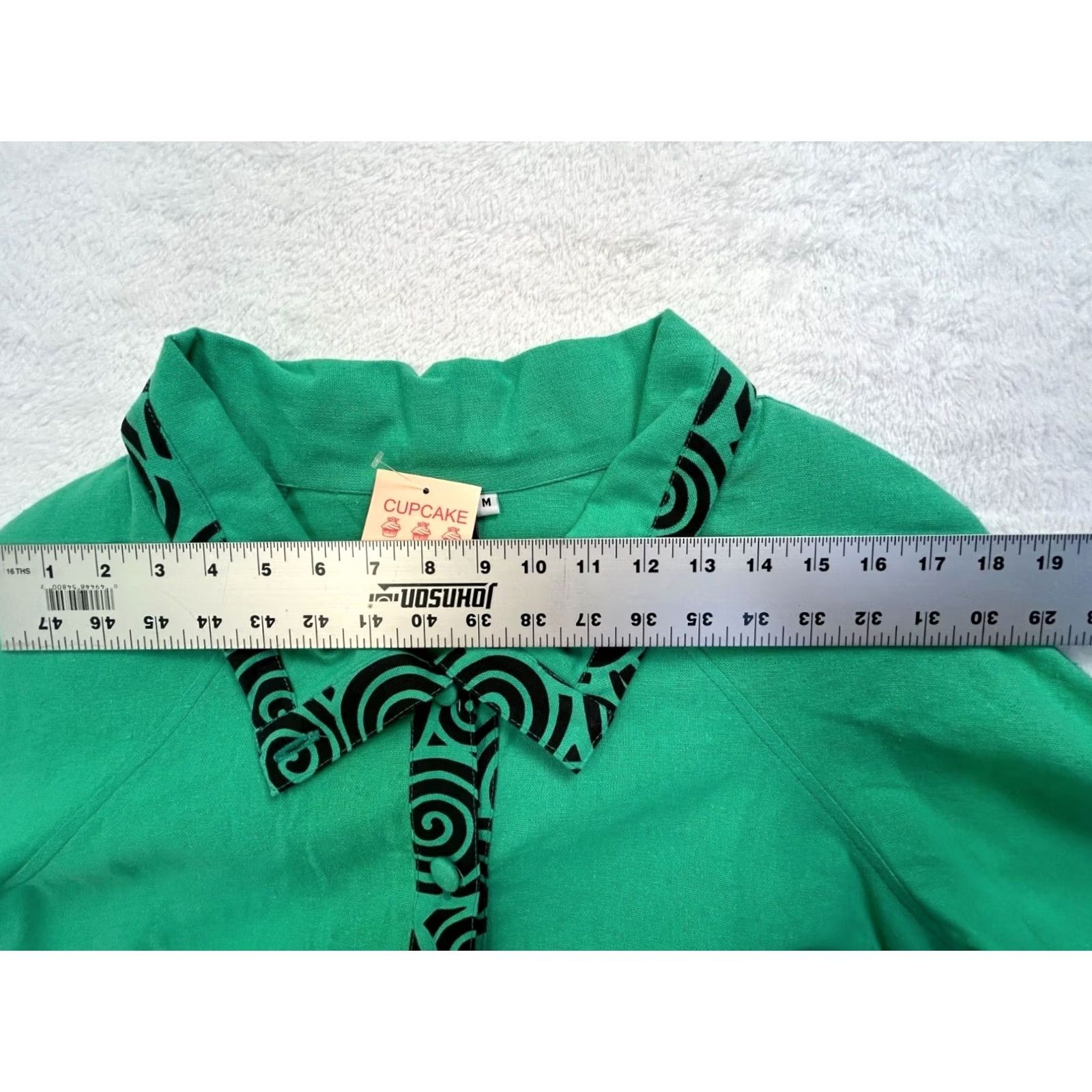 Vintage Cupcake International Coat Jacket Womens Swing 3/4 Sleeve Medium Green Black New Size M / US 6-8 / IT 42-44 - 6 Thumbnail