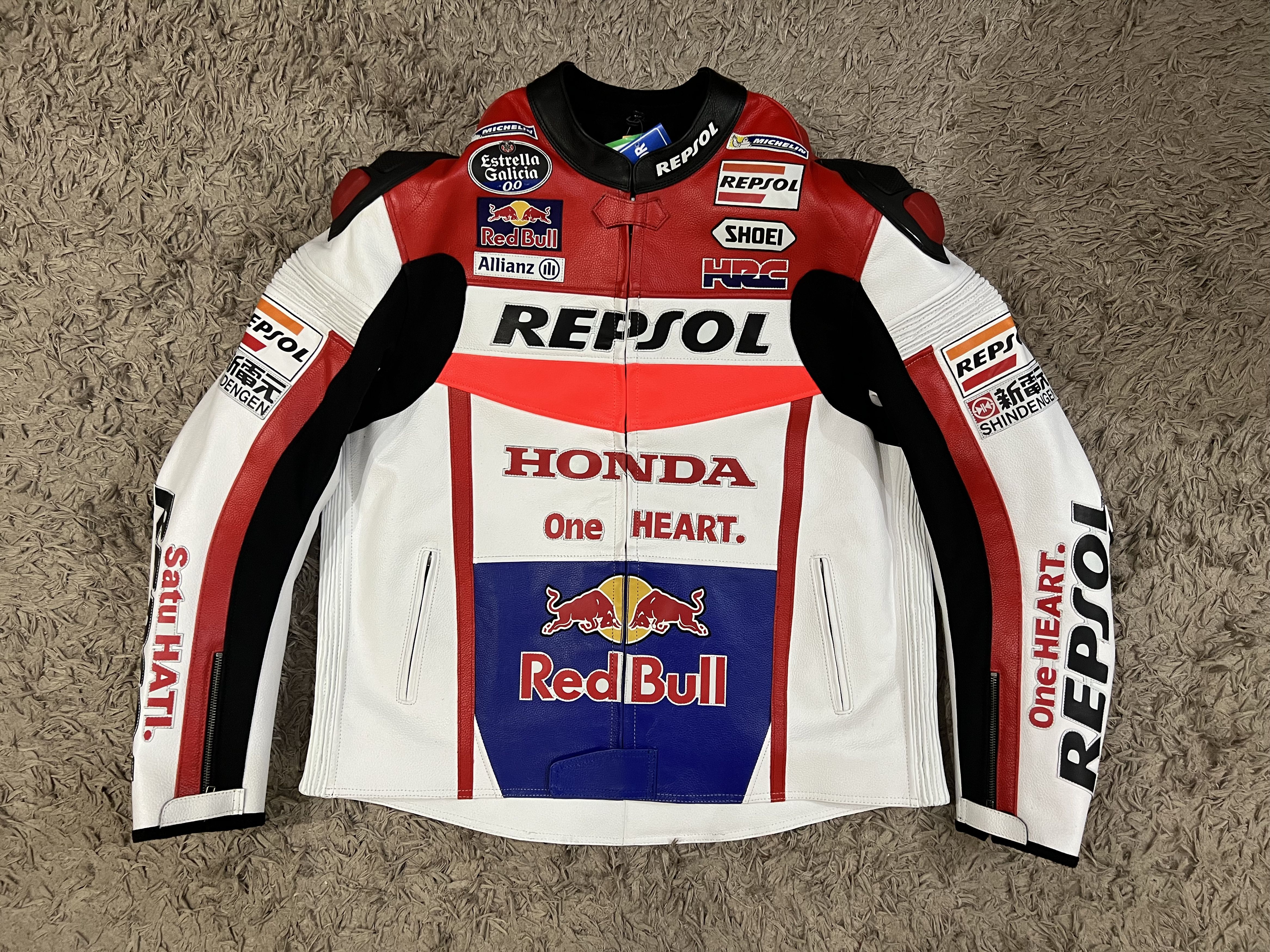 Vintage Honda Repsol Redbull Racing Motorbike Leather Jacket