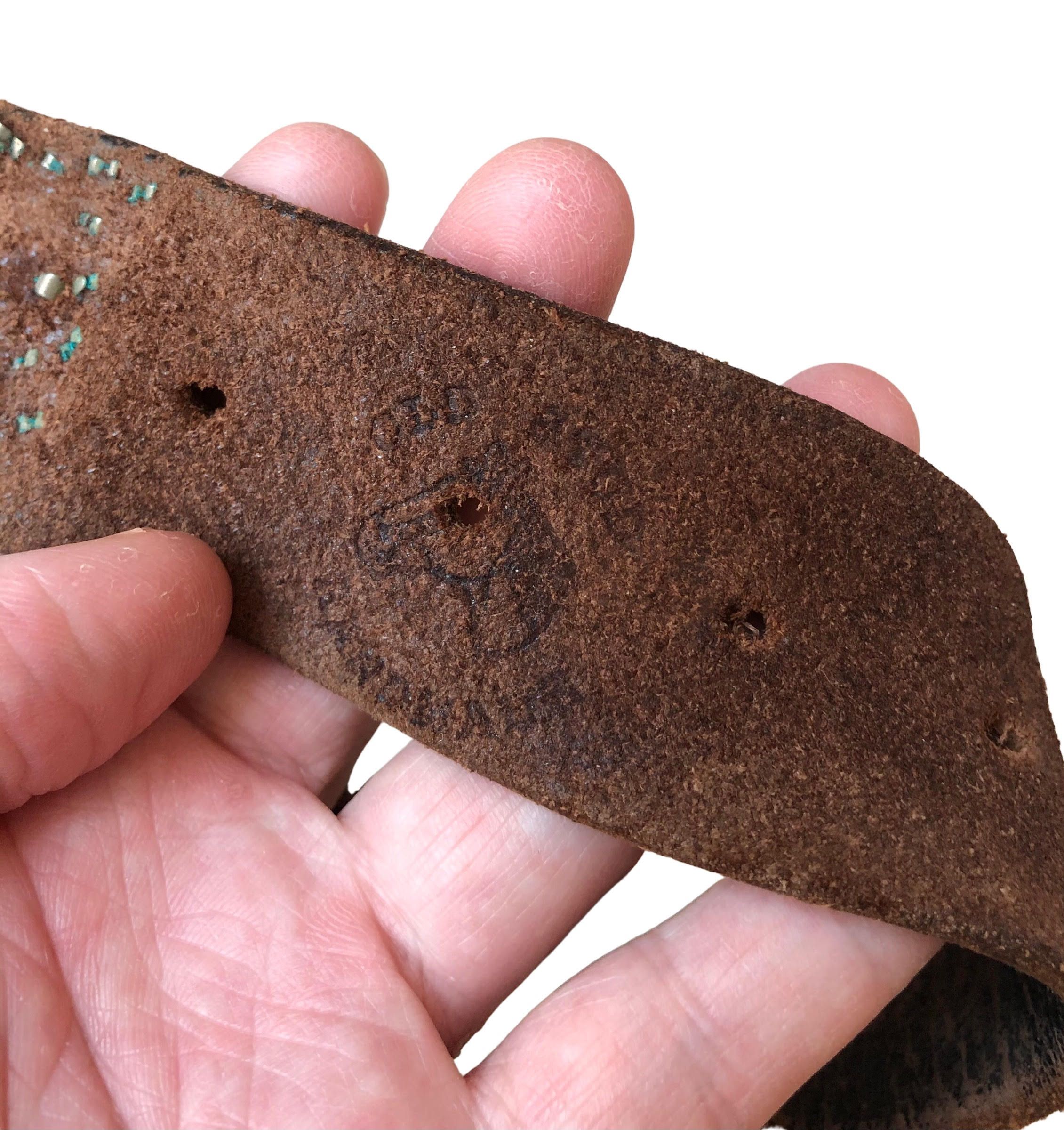 Genuine Leather Vintage Leather Studded Belt By Old Stud Handmade Size 34 - 11 Thumbnail