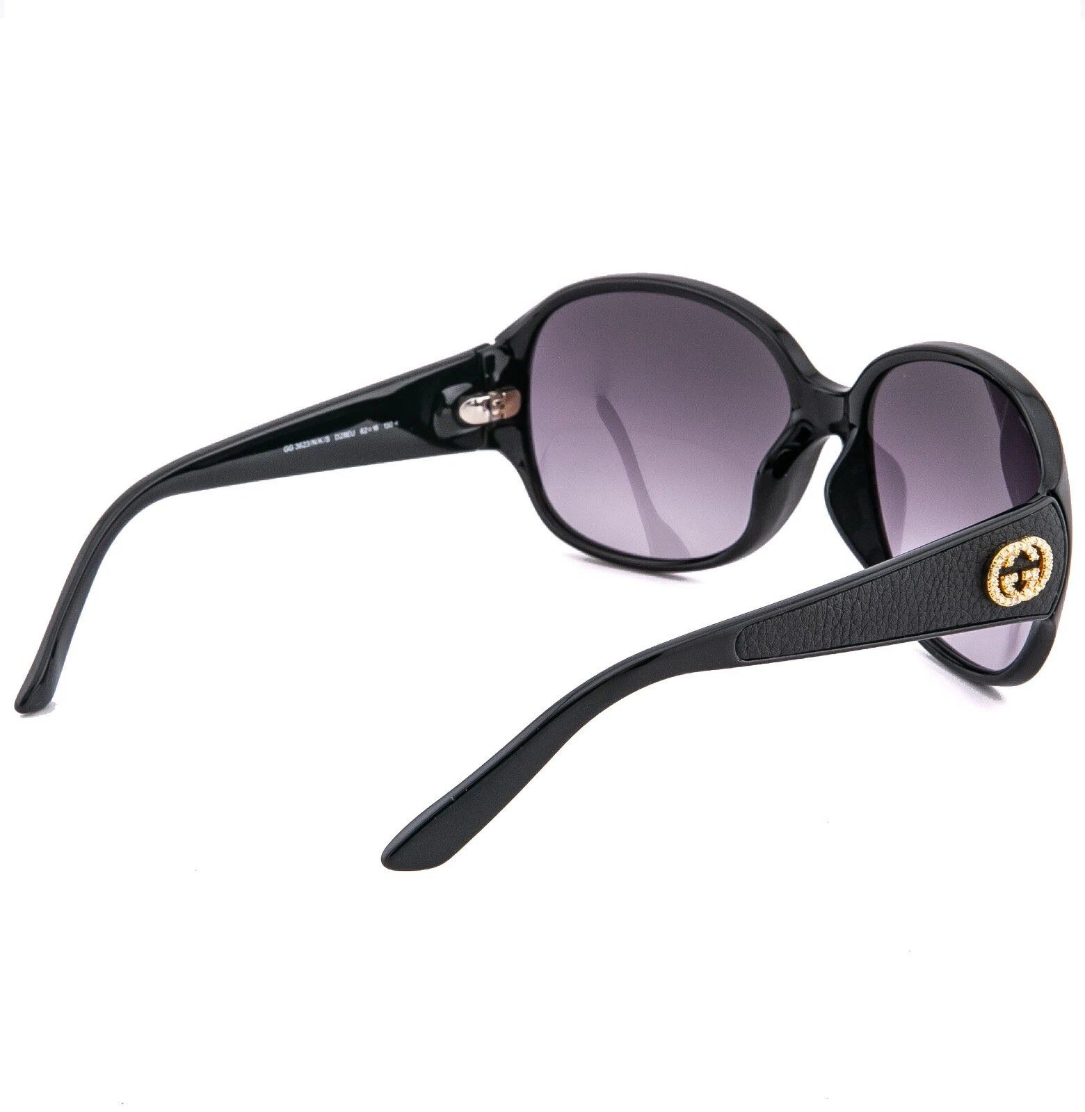 Gucci GUCCI 3623 Black Leather Gold Oval Sunglass GG3623NKS GG3623 Size ONE SIZE - 2 Thumbnail
