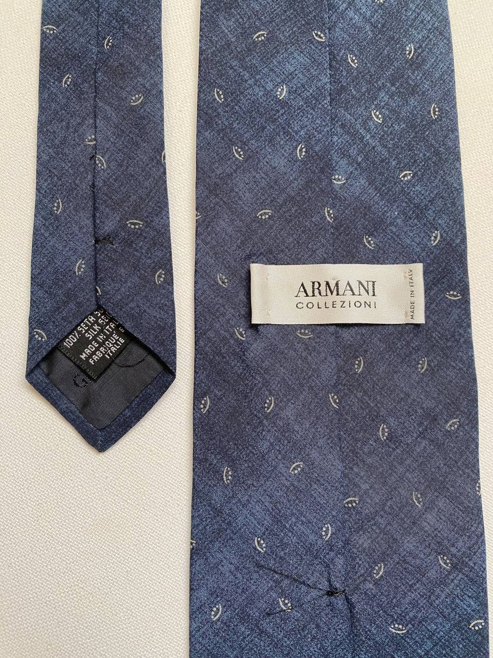 Armani Collezioni Giorgio Armani Collezioni Logo Blue Italy Silk Mens Tie Size ONE SIZE - 2 Thumbnail