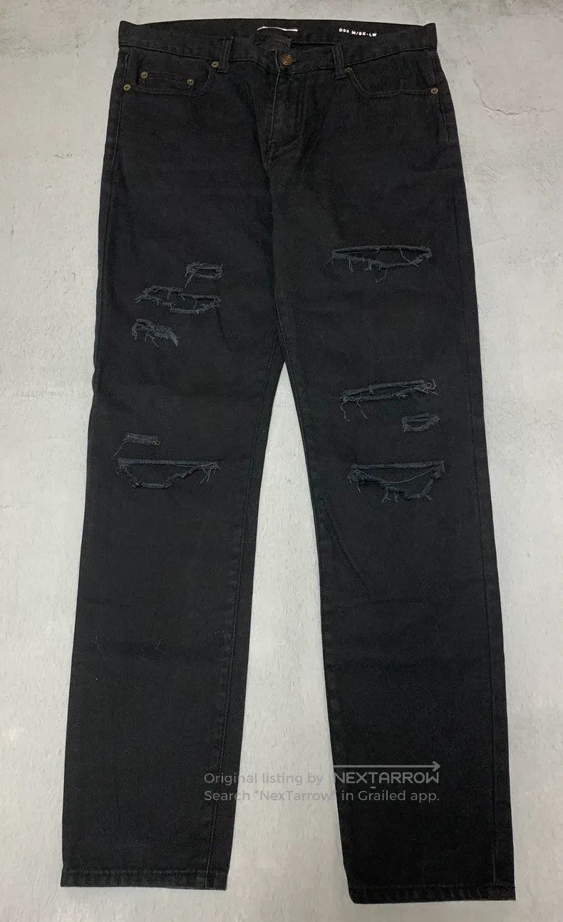 Saint Laurent Paris Saint Laurent Paris Black Triple Slit Destroyed Denim Jean Size US 34 / EU 50 - 1 Thumbnail