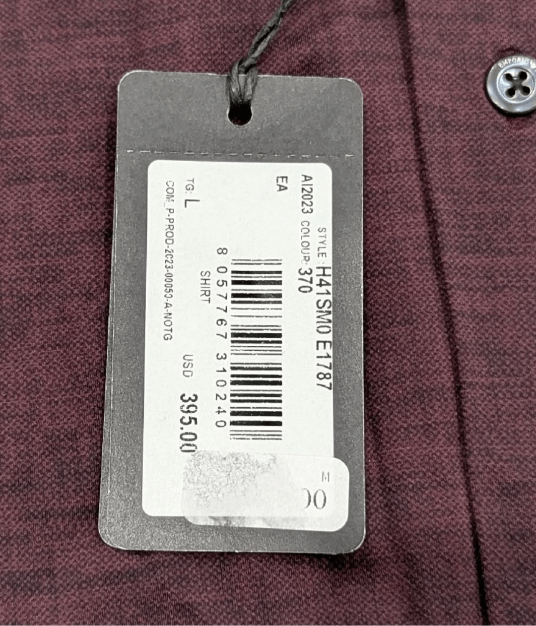 Emporio Armani Emporio Armani Stretch LS Button Up Shirt Dark Red Large Size US L / EU 52-54 / 3 - 8 Thumbnail